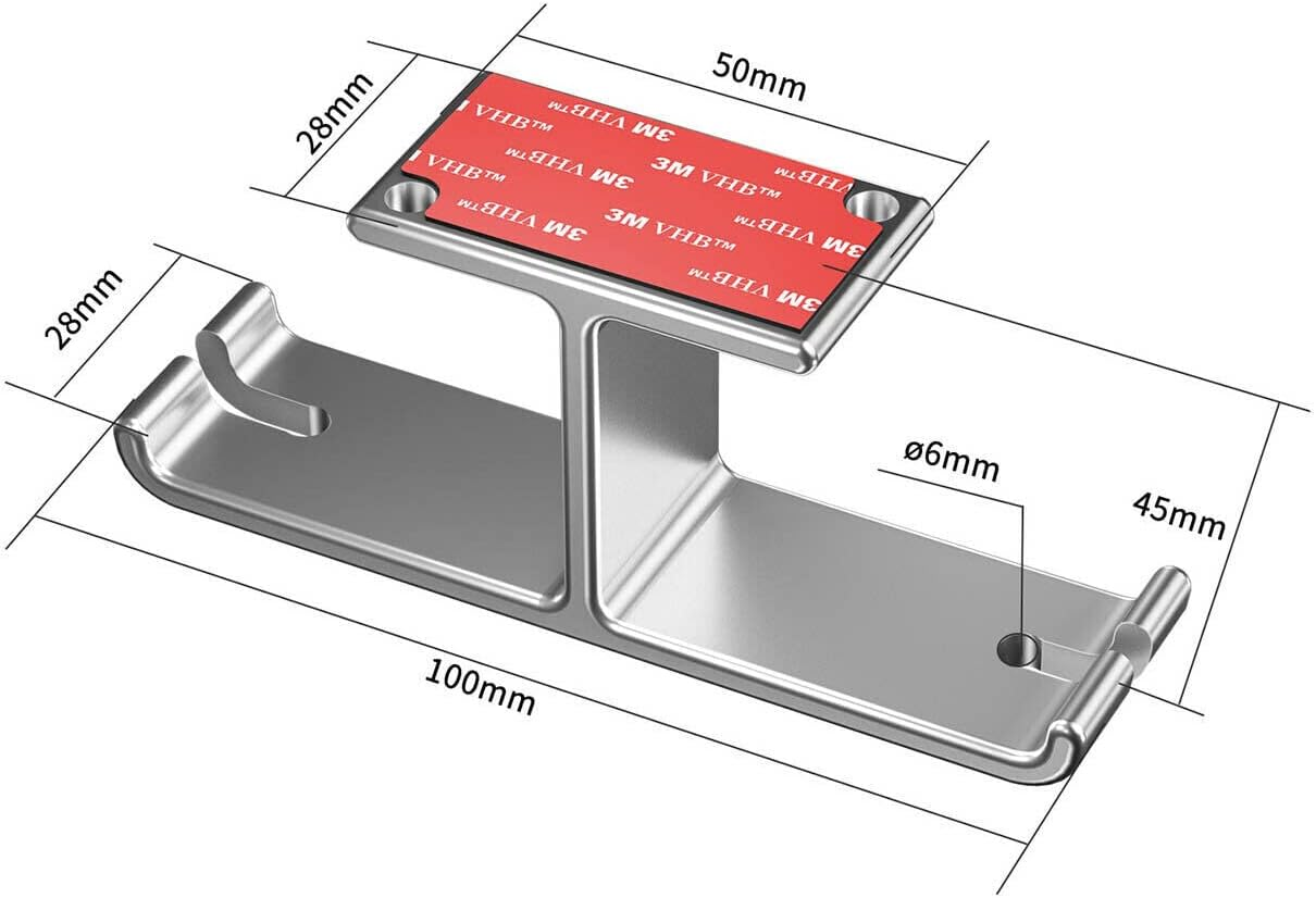 AIMALL Universal DJ Headphone Hanger Hook - Dual Headset Mount Holder under Desk with Cable Organizer, Sturdy Aluminum Alloy, Easy Installation - Black image number 6