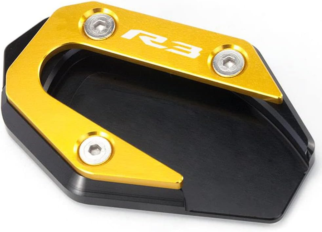 ESPEEDMTC for YAMAHA YZF-R3 2015-2020 Modified Side Stand Enlarger Plate Kickstand CNC Aluminum Alloy Enlarge Extension Accessories (Black)