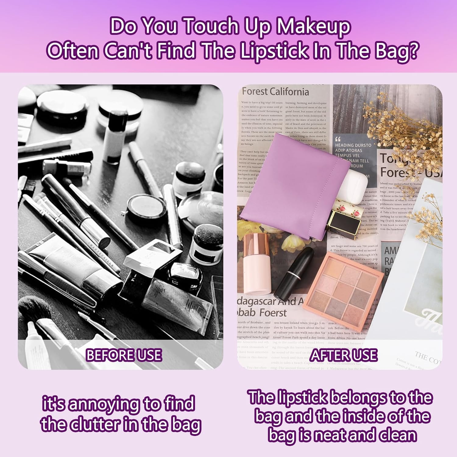 BUSOHA 4 PCS Small Makeup Bag for Purse, Mini Portable Cosmetic Bags for Women, Coin Purse Lipstick Cosmetic Accessories Organizer, Small Travel Kit Storage Pouch, 3 PCS, Modern image number 4