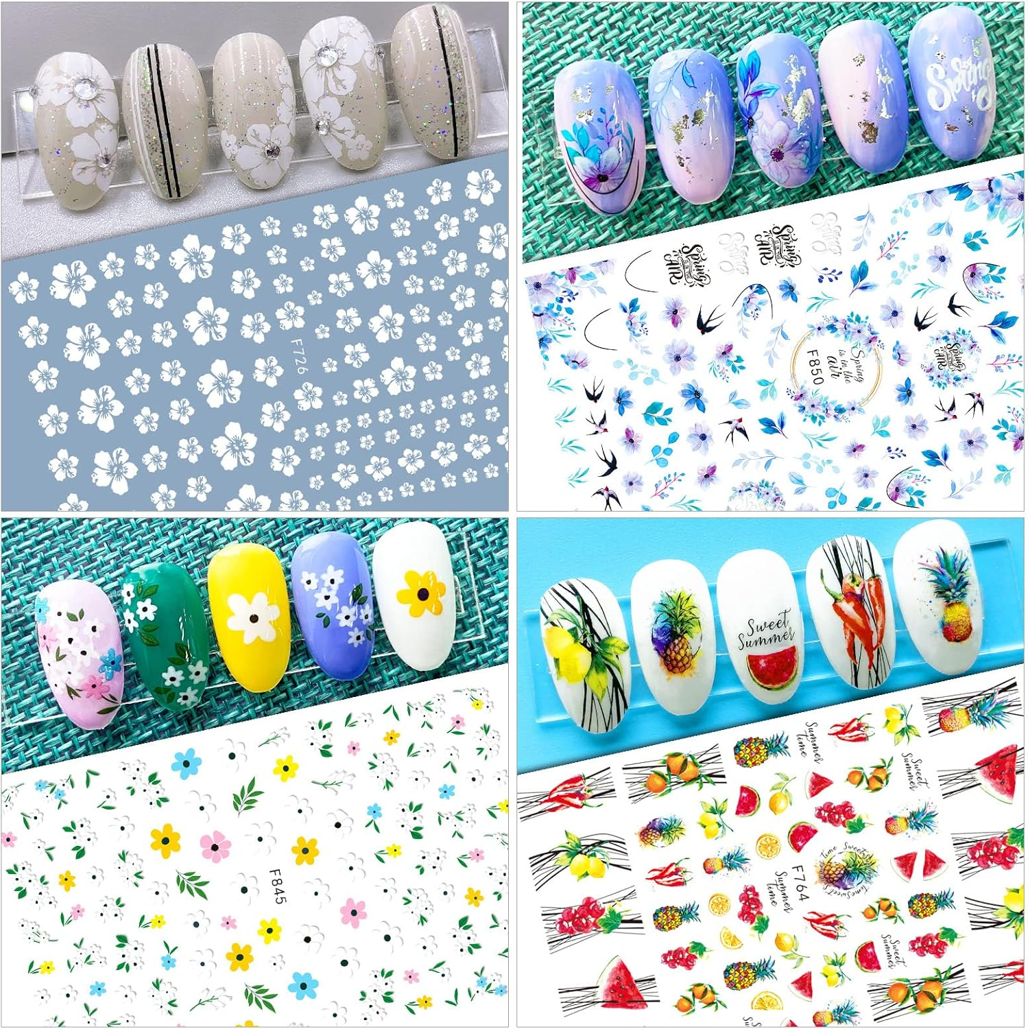 Nail Stickers, 24 Large Sheetsstickers for Nails, Self Adhesive Nail Art Sticker Decals for Women Kids Girls image number 1