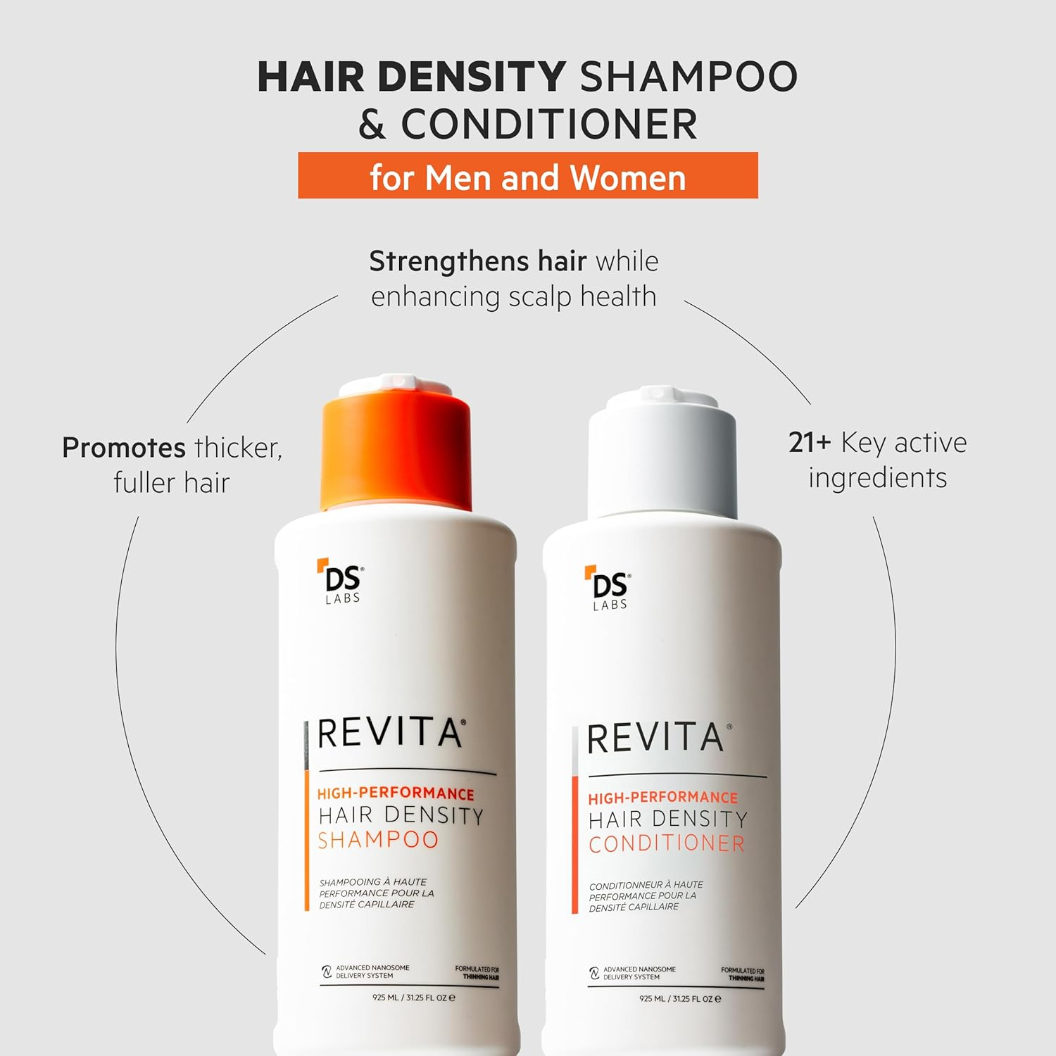 DS Labs Revita Shampoo and Conditioner &ndash; High-Performance Hair Density Kit, Volumizing, Thickening, Fuller, Sulfate & Silicone Free, for Men & Women, 925Ml, Packaging May Vary image number 2