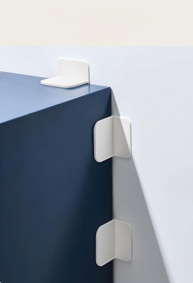 4 Pack Baby Proofing Furniture Anchors, anti Tip Wall Mounting Kit, Removable No Drill No Screw Design, Child Safety Bookshelf Dresser Cabinet Secure System