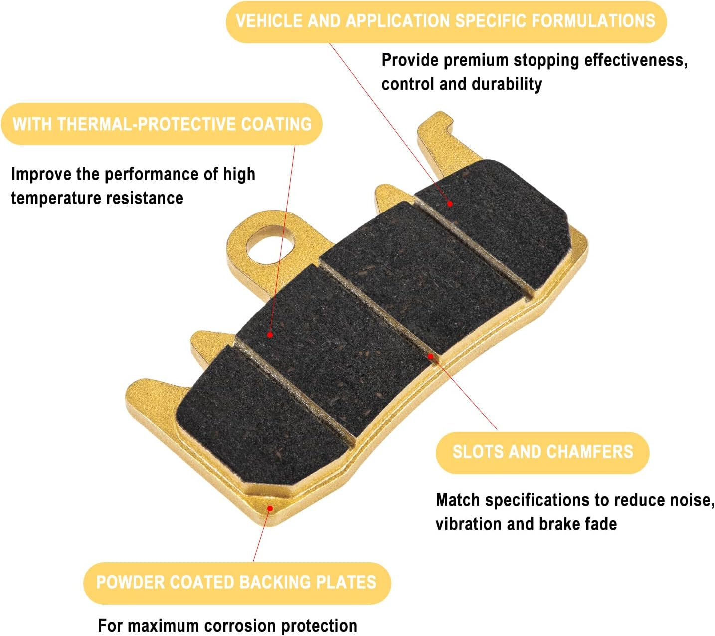 Premium Ceramic Front & Rear Brake Pad Set Fit for Can-Am Spyder RS RS-S RT RT-S ST F3 F3-S F3-T, Brake Pads Kit for Cam Am Spyder 2013 to Current image number 5