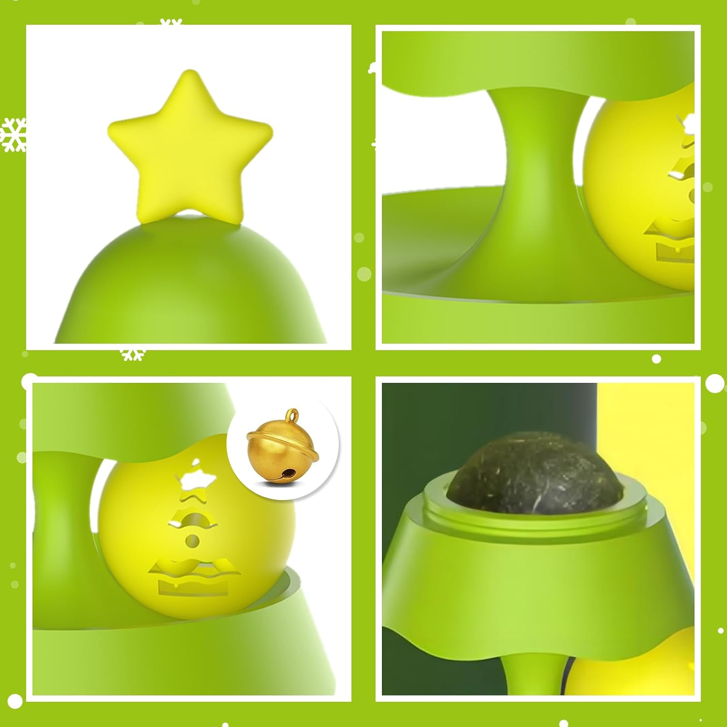 Christmas Cat Teaser Ball Toy Fun Interactive Cat Toys for Indoor Cat Ball Toys with Circle 1 Level Cat Roller Toy with 1 Bell Ball for Remove Boredom and Physical Exercise