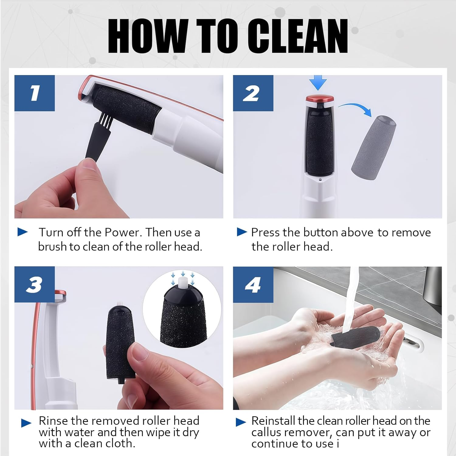 Electric Callus Remover Professional Set with 360&deg; Rotating Roller and Waterproof Design - Foot Scraper for Hard Skin, Cracked Heels and Callus Removal, Red image number 1