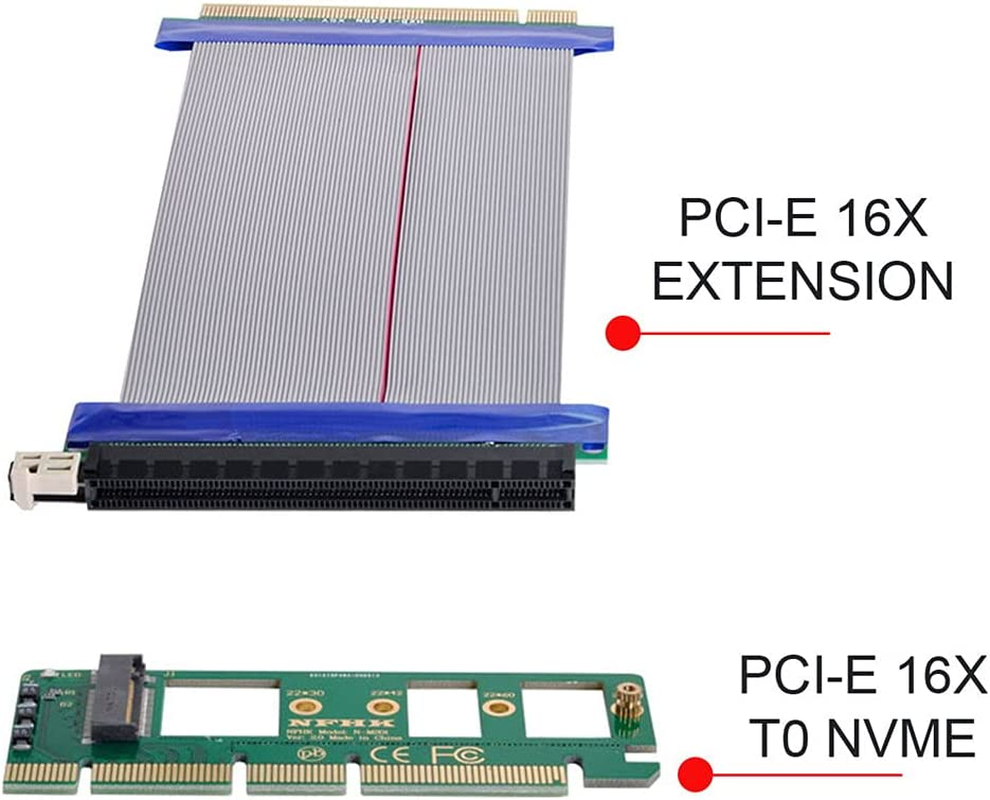Xiwai NGFF M-Key NVME AHCI SSD to PCI-E 3.0 16X X16 Vertical Adapter with Cable Male to Female Extension image number 5