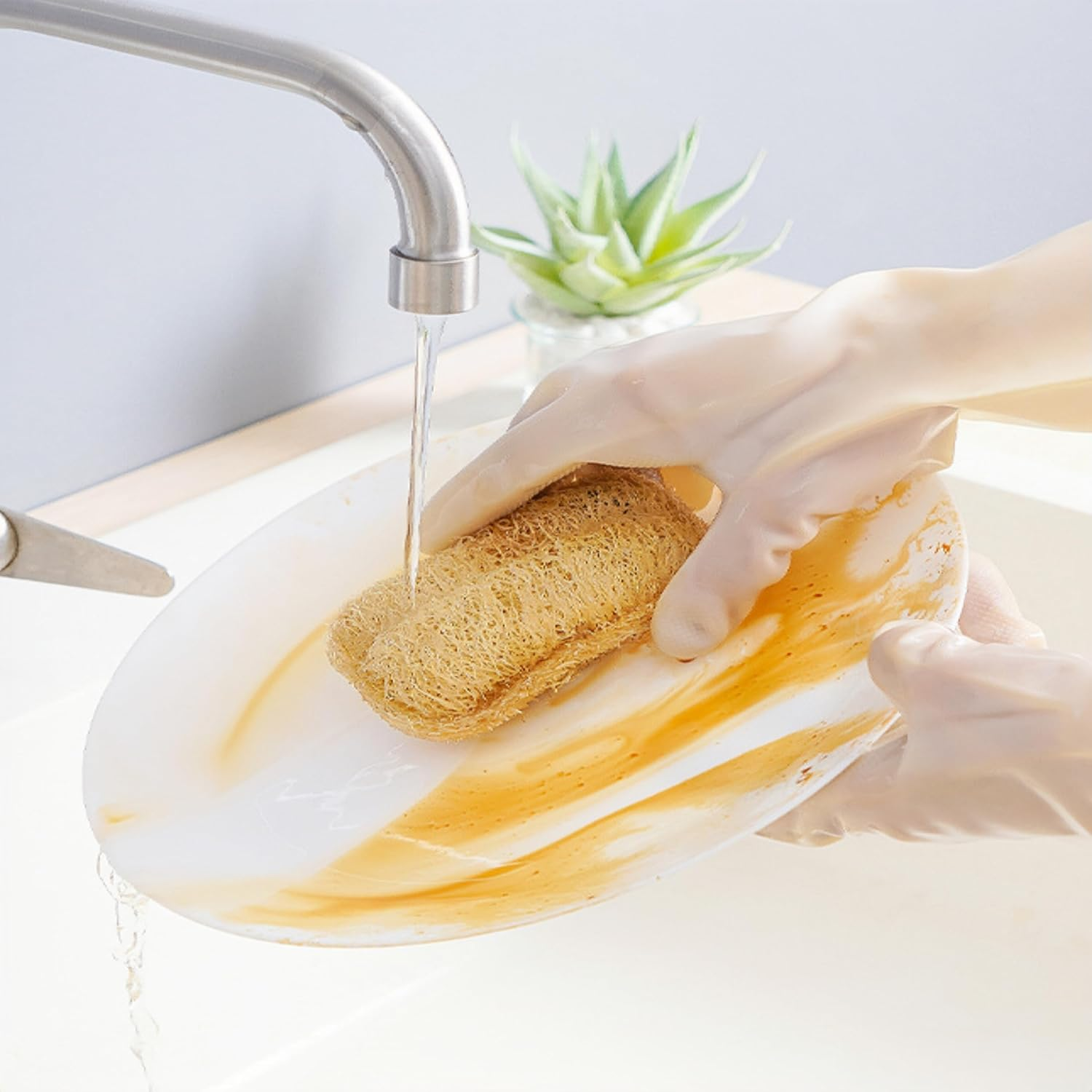 Shoyisenka 2 Pack Pure Natural Loofah Sponges - Eco-Friendly Exfoliating Body & Kitchen Scrub Sponge for Bath/Shower, Organic Multi-Purpose Skin Care Tool with Soft Touch for Adults image number 3