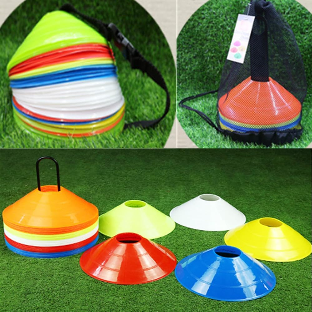 Loopunk 50 Pro Disc Cones, Agility Soccer Cones with Carry Bag and 2 Whistle, Agility Training Equipment for Training, Kids, Basketball, Field Cone Markers, Soccer Training and Other Sports and Games. image number 1
