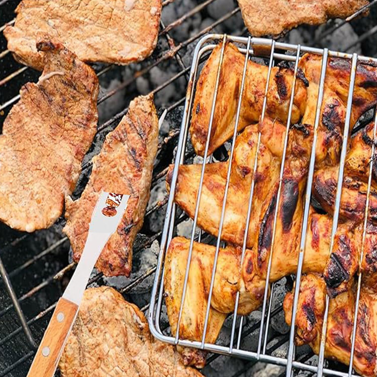 2 Pack Double Prong Stainless Steel Forks, Meat Forks Non-Slip Carving Forks for Cooking Fork Lifter BBQ Kitchen Cooking Picnic Fruit Food image number 4