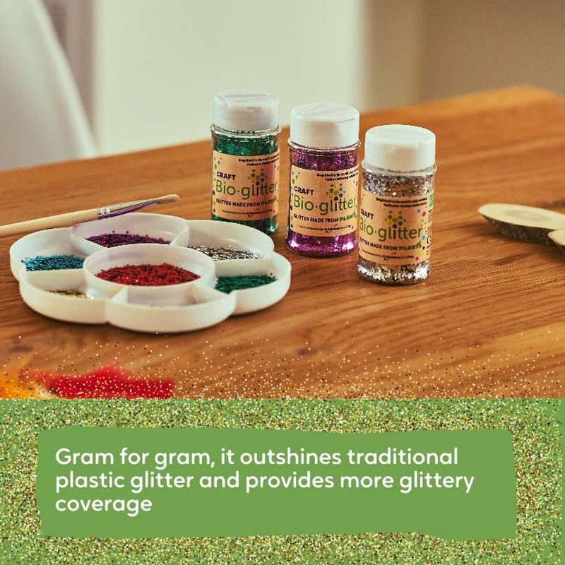 Craft Biodegradable Glitter, Chunky Glitter, Arts and Crafts for Kids, Card Making, Decorations, Craft Glitter for Candle Making, Eco-Friendly, Cruelty Free - Silver - 20G - Green image number 7
