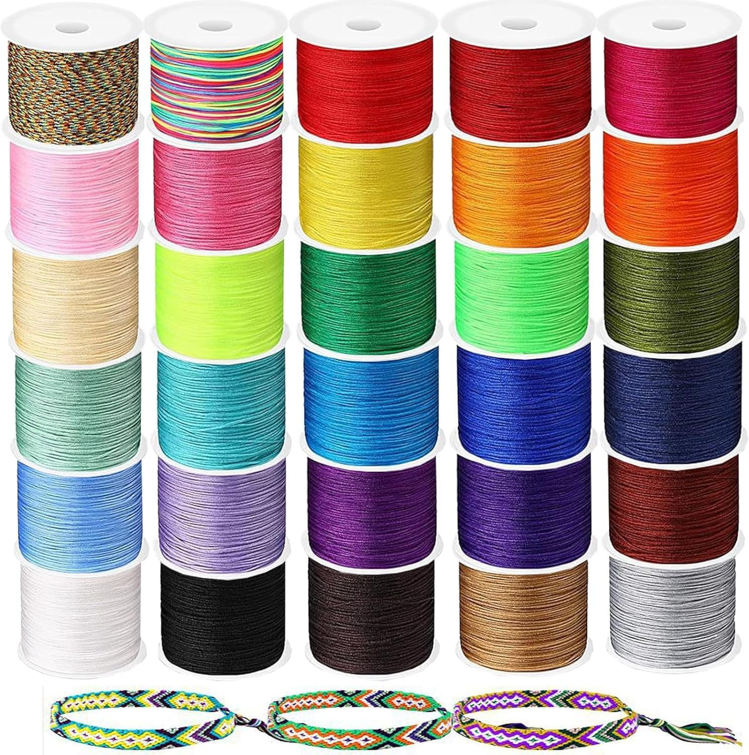 1500Yards Nylon String for Bracelets, Betterjonny 30 Rolls 0.8Mm Chinese Knotting Cord Nylon Beading String Thread for Kumihimo Macrame Jewelry Making Friendship Bracelets, 30 Colors image number 6
