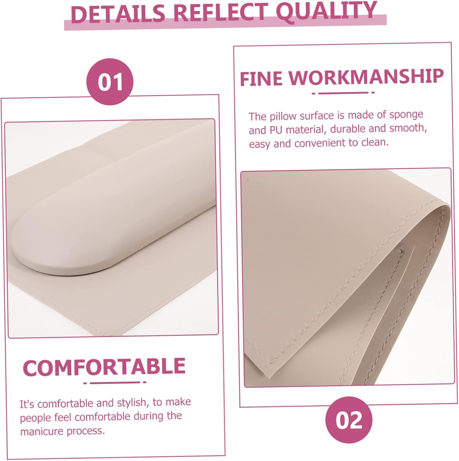 Nail Art Hand Cushion and Table Mat Set 2Pcs Soft Arm Rest for Nails Manicure Salon Accessory in Milk Coffee Color image number 4