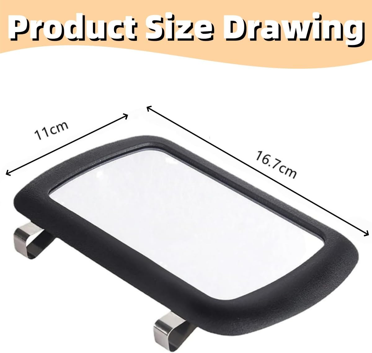 Sun Visor Mirror for Car,Universal Car Vanity Mirror,Ywbfove 16.7 X 11Cm Adjustable Cosmetic Vanity,Automobile Accessories Auto Supplies(Black) image number 3