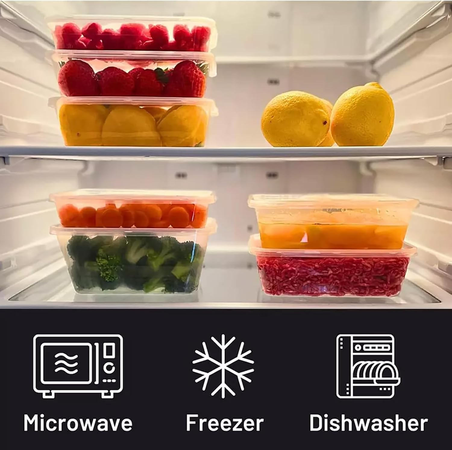 50 Sets Takeaway Containers with Lids, 750Ml Microwave Safe Food Containers, Disposable Plastic BPA Free Packaging for Restaurants image number 5