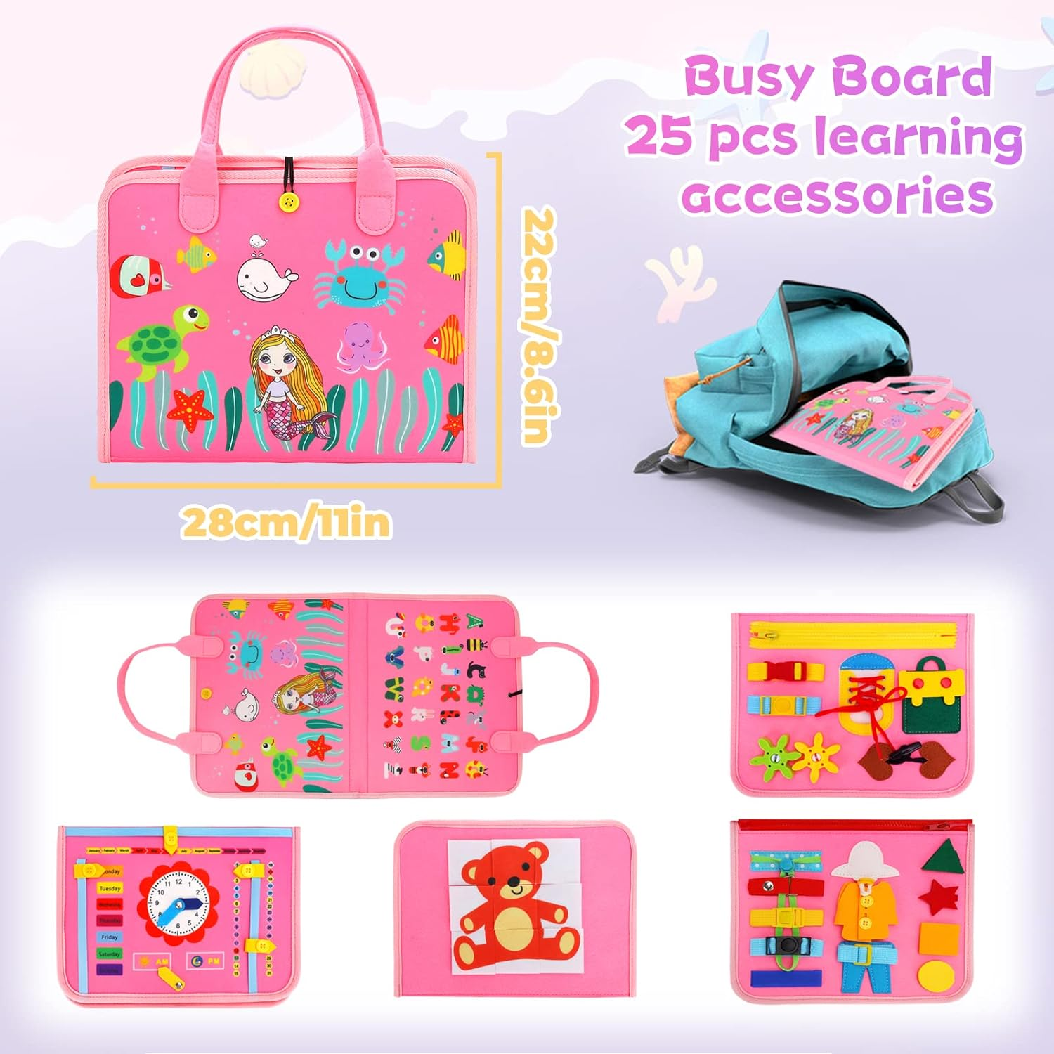 Montessori Sensory Toys for 1-2-3 Year Old Toddler- Kids Busy Board for 12-36 Month Baby Boys Girls 1-3 Baby Activity Games Learning Motor Skill Toys for 1-4 Year Olds Gifts for 1-4 Toddlers image number 6