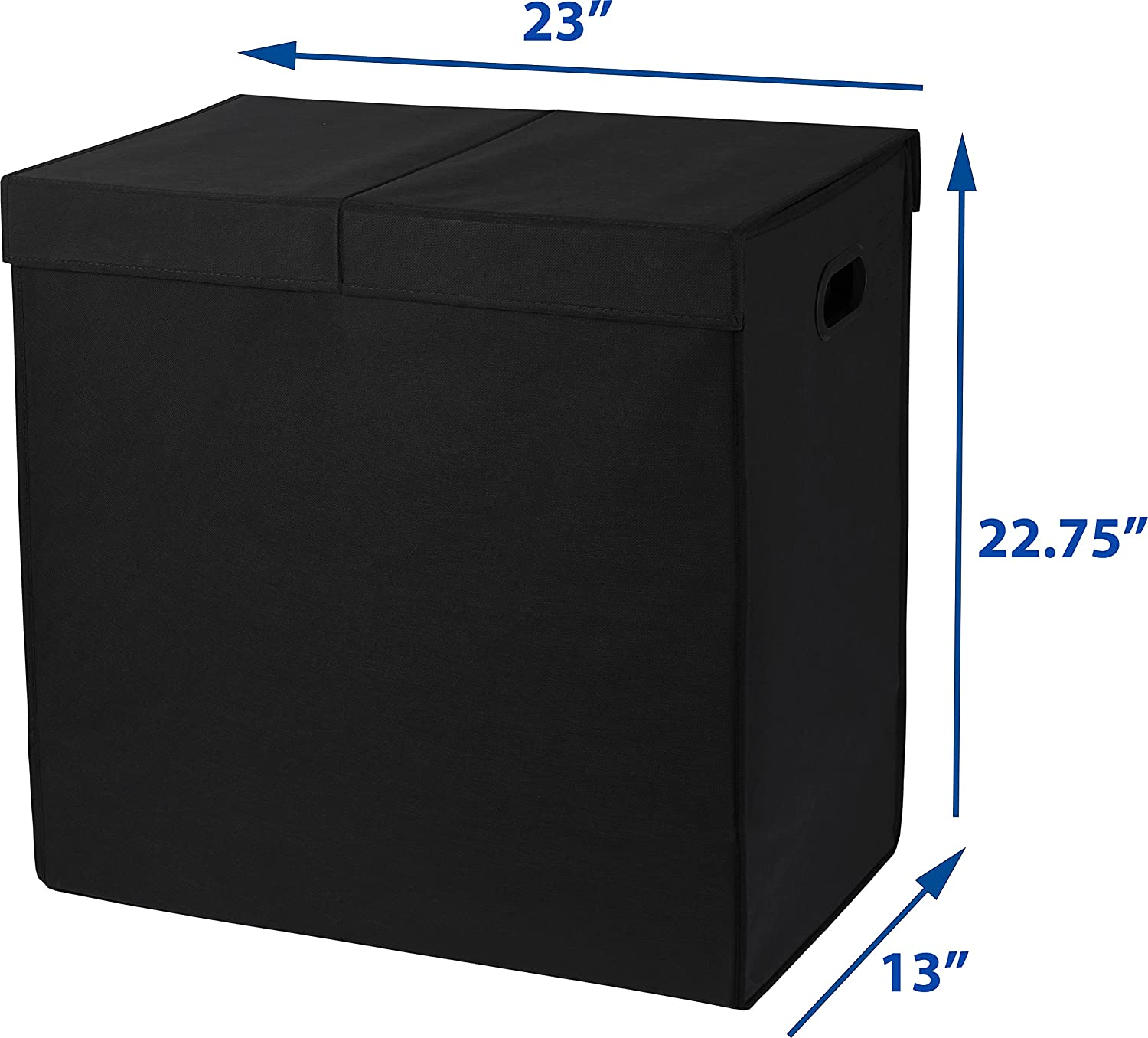 Simple Houseware 110L Double Laundry Hamper with Lid, Handle and Removable Laundry Bags, Black image number 1