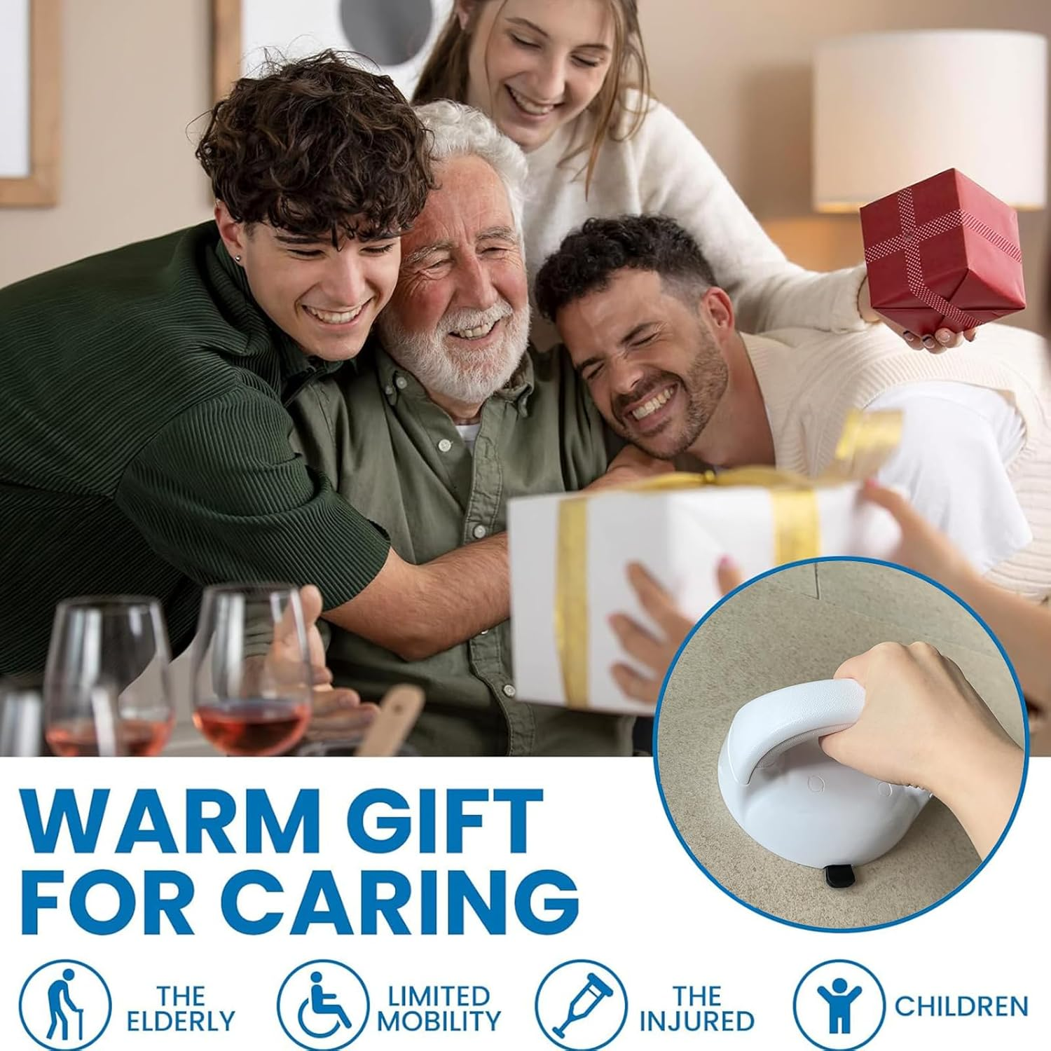 Safety Grab Bars Suction Cup for Bathtubs and Showers 5 Inches, 418 Pounds Load Capacity, Upgraded Safety Shower Grab Bar for Elderly, Grab Bar for Seniors, Bathroom Grab Bars, White, 1 Pack image number 1