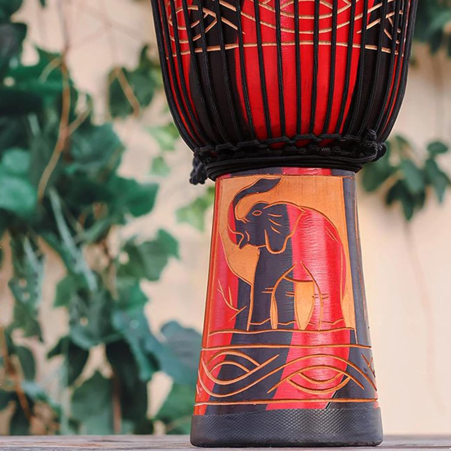 Bongo Drums Adults, African Inspired Hand Drum, 15.75 Inches, Blue Multicolored Musical Instrument, Wooden Leather Design, Artistic Music Decor for Stage Performances, Activities image number 6