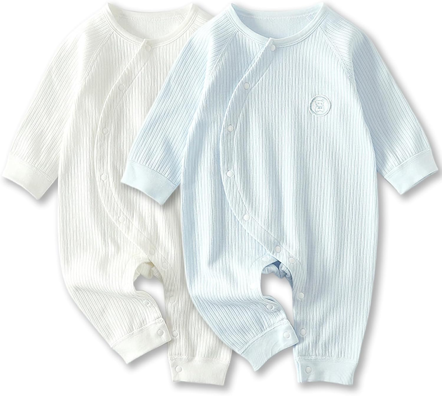 ZONEY Newborn Baby Boy Girl Organic Cotton Bodysuit Long Sleeve Jumpsuit 2-Pack Outfits Clothes,0-24Months