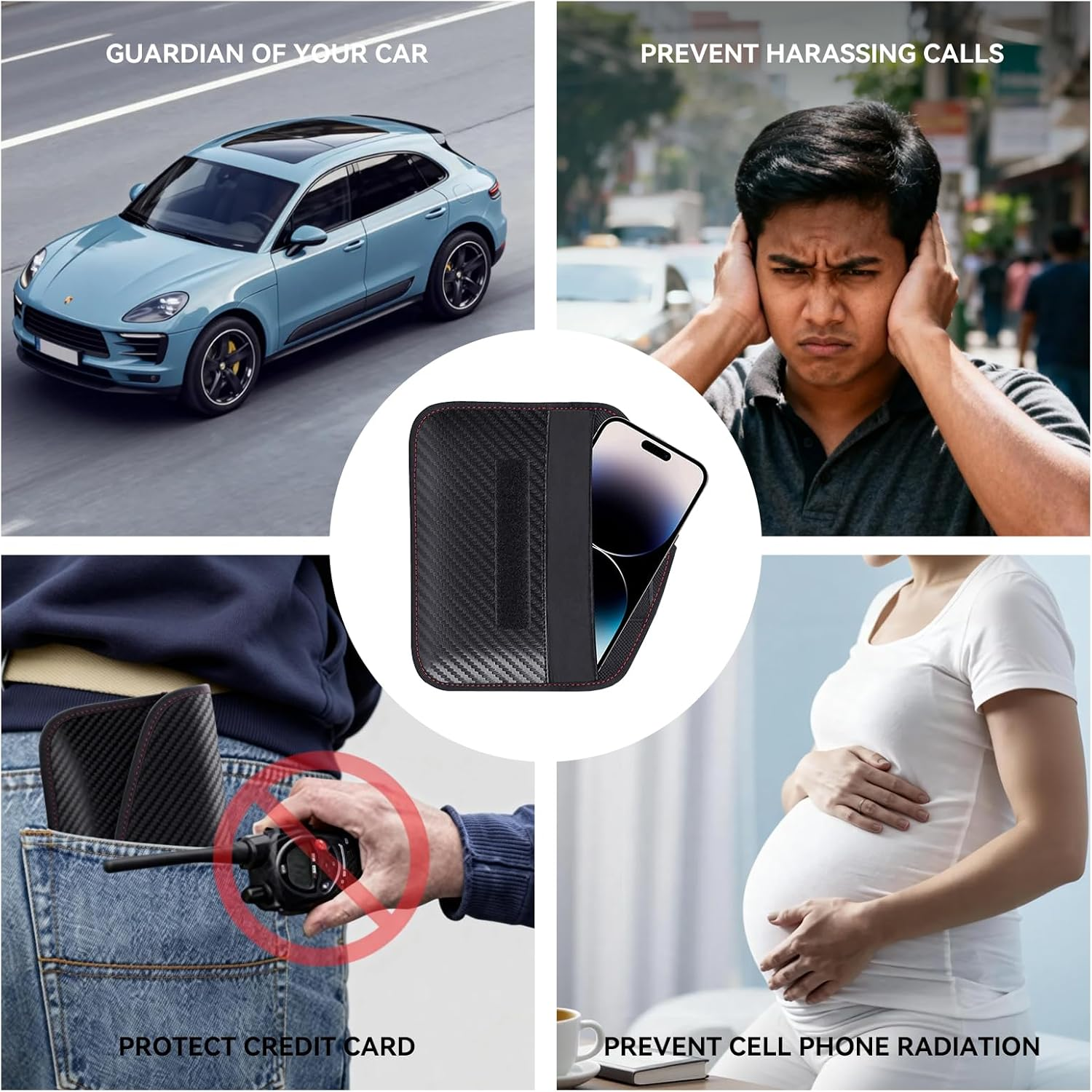 3 Pcs Faraday Pouch for Car Keys - Signal Blocking Bags, Includes Hooks and Fixed Key Rings; RFID Blocking Case for Car Security, Anti-Theft, and Signal Protection image number 3