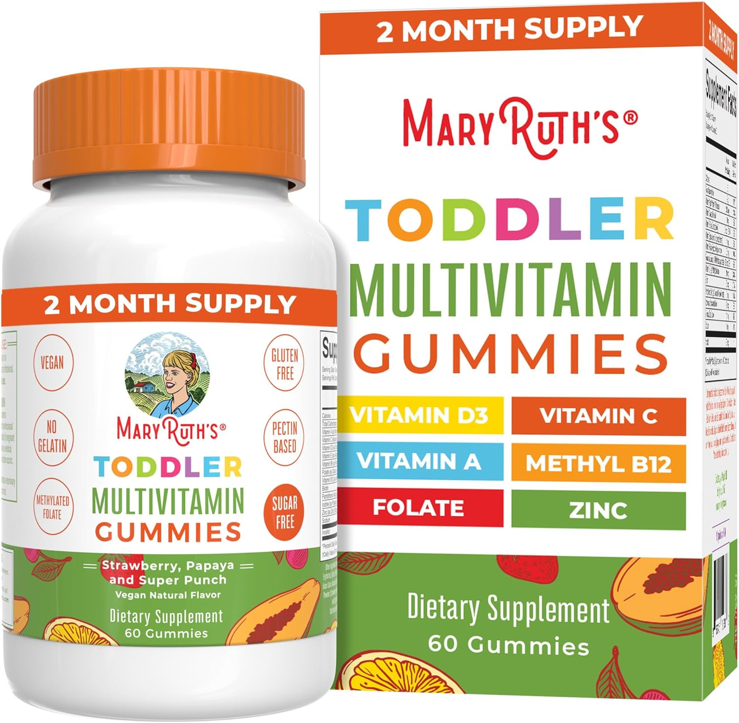 Maryruth Organics Toddler Multivitamin Gummies | Sugar Free 2 Month Supply Kid & Toddlers Age 2+ Daily Multivitamin: Vitamin C, D3, Zinc Kids Vitamins Only 1 Gummy per Day 60 Ct (60 Supply) image number 4