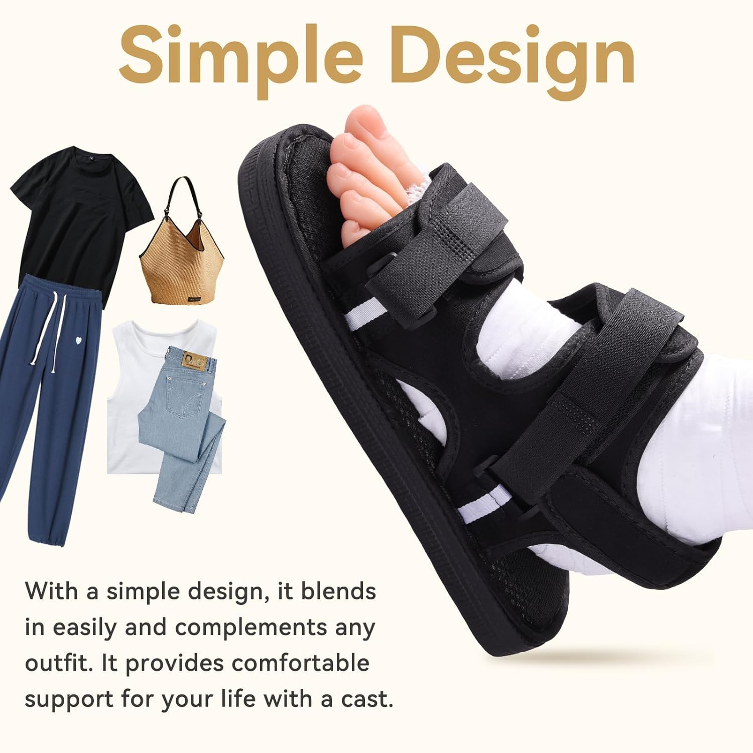 ENLUNTRA Post Op Recovery Shoe, Lightweight Medical Walking Shoe with Adjustable Strap for Post Surgery or Operation Support, Broken Foot, Injured Toes, Stress Fractures, Sprains, Bunions for Left or Right Foot, for Men or Women, 1 Pcs, L