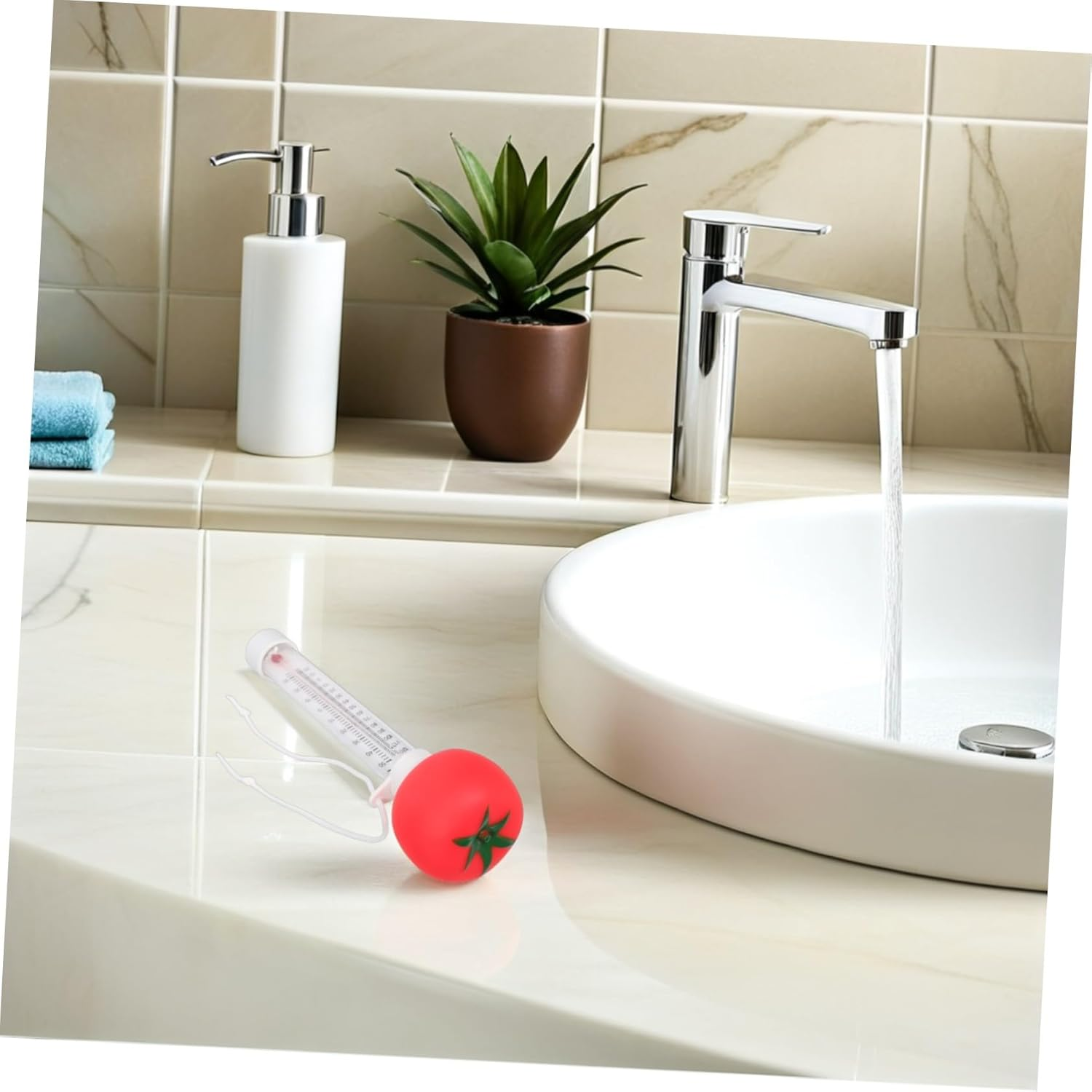 Floating Swimming Pool Thermometer for Cartoon Design Large Clear Display Accurate Spa Temperature Gauge for Baths Pools Hot Tubs Baths Floating Water Temperature Tomato image number 6