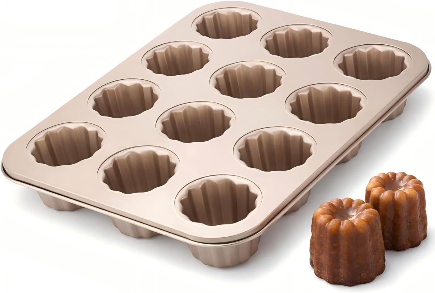 Itoids 12 Cups Canele Mold Cake Pan, Non-Stick Baking Pan for Oven, Carbon Steel Bakeware Tools, French Pastry Molds, Muffin Cupcake Pan (12-Cavity) image number 3