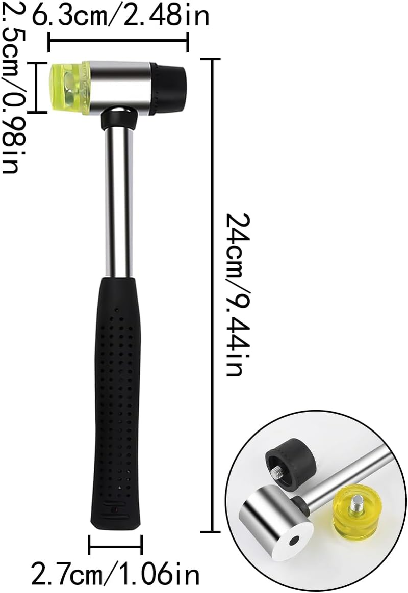 WELANE Rubber Mallet, Double Head Soft Hammer Installation Hand Tool for Leather Crafts, Jewelry, Flooring, Wood Installation (25Mm/0.98In) image number 4