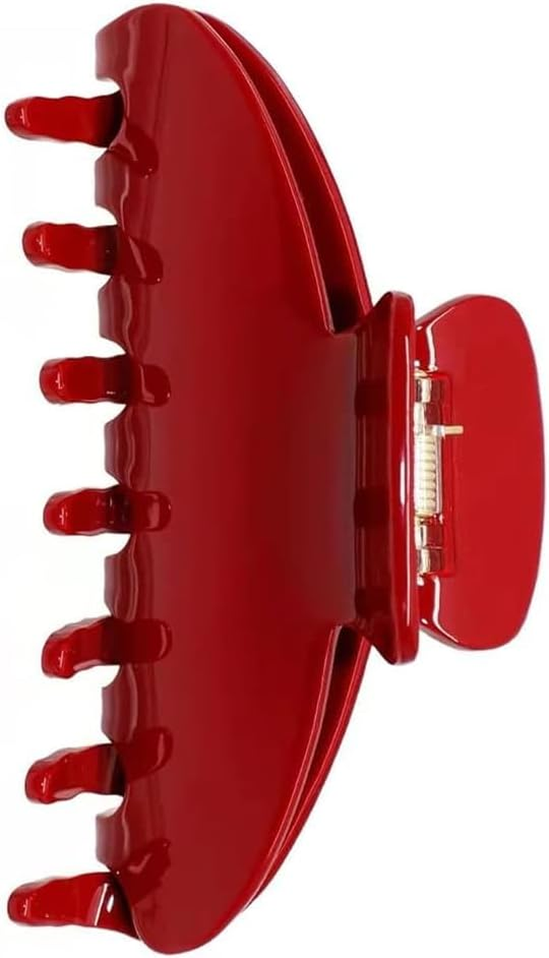 Premium Durable Acetate Hair Claw - Cute Clip for Thick or Thin Hair - 4-Inch Non-Slip Hair Clips -Flat Hair Claw Clips. (Red) image number 6