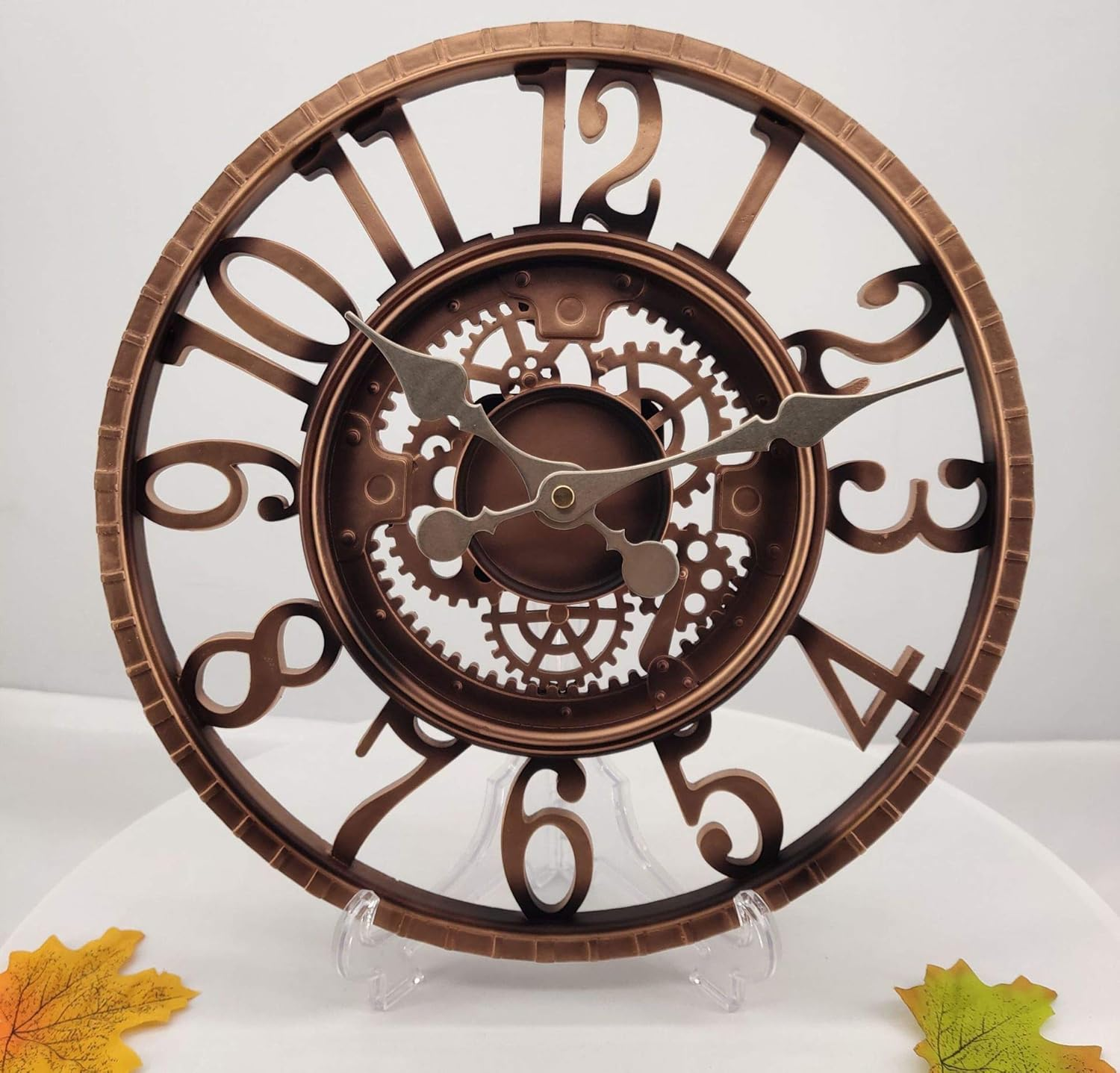 Outdoor Wall Clock 30 Cm Garden Clocks Waterproof Outdoor Wall Clock Vintage Kitchen Living Room Wall Clock Industrial 3D Wall Clock - Ticking (Copper) image number 1
