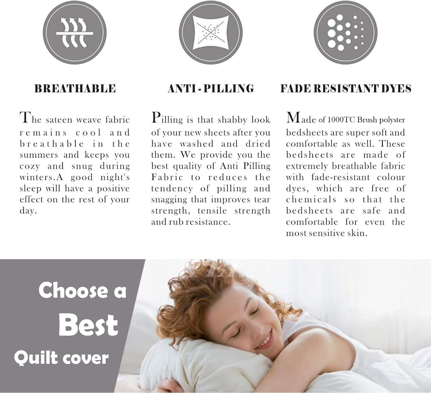 Forzzz 2000 TC Premium 3 Pieces Soft Quilt/Duvet Pillowcase Cover Set AU Double Queen Size Doona Cover Ultra Soft Quilt Cover Set Bed(Queen,Purple) image number 5