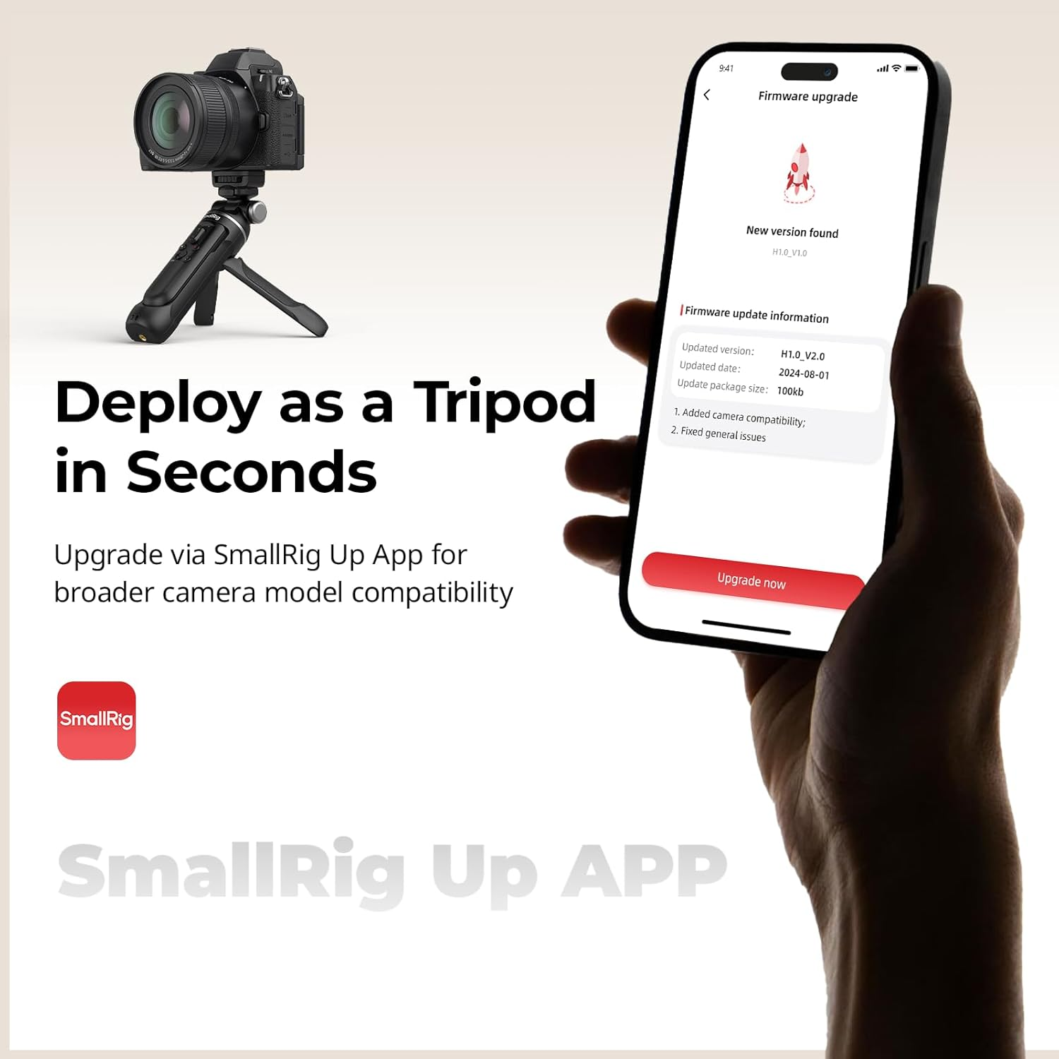 Smallrig SR-RG2 Multifunctional Wireless Shooting Grip, Adjustable Selfie Stick, Remote Control Camera, for Nikon, for Canon, for Sony Cameras, for Vlogging, Live Streaming, Daily Filming - 4551 image number 2