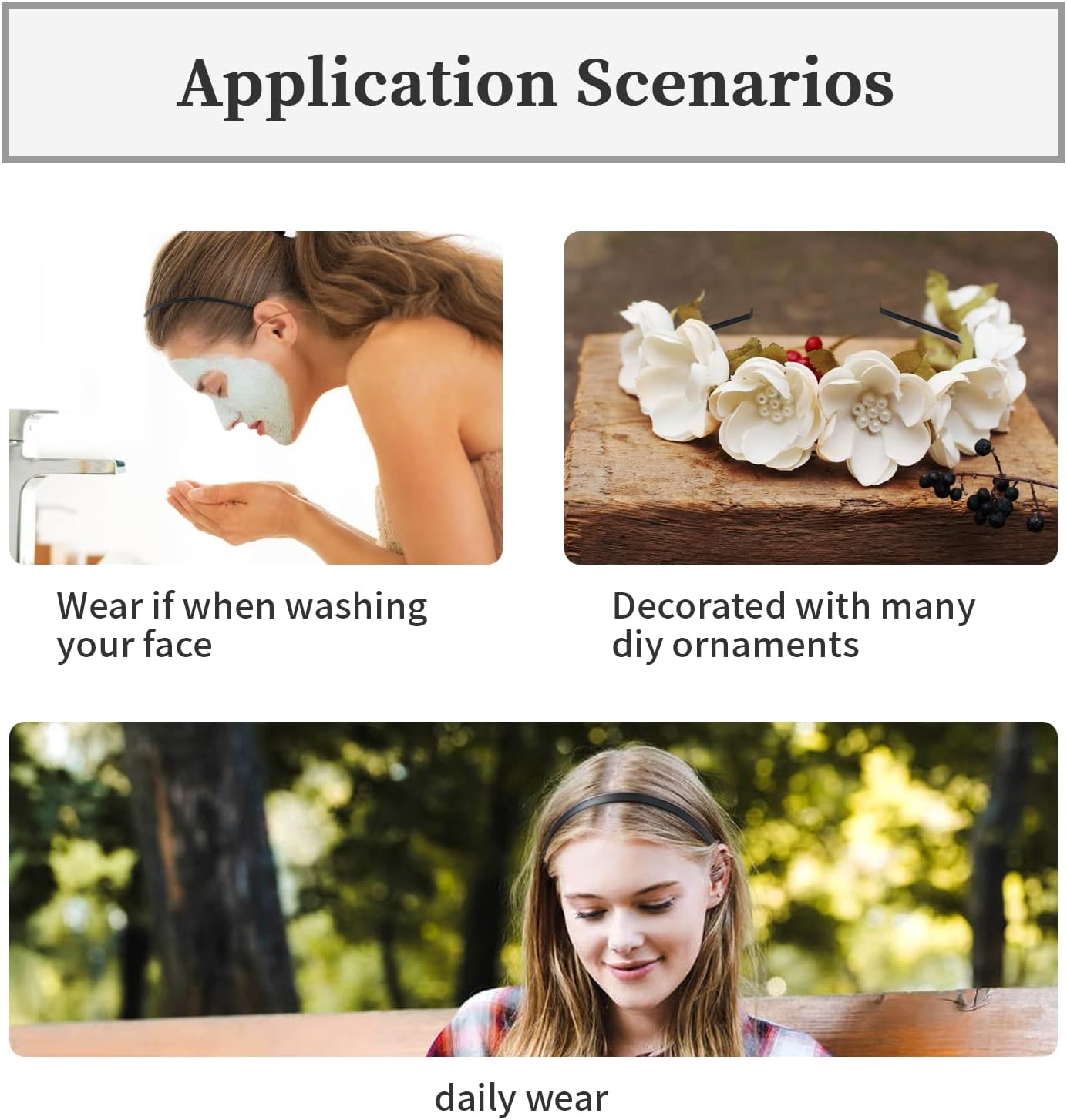 Lawie 30 Pack Bulk 3 MM Black Plain Blank Hard Skinny Thin Metal Headbands Base Wire Hair Bands Clasps Tiara Headband DIY Crafting Hair Accessories for Women image number 6