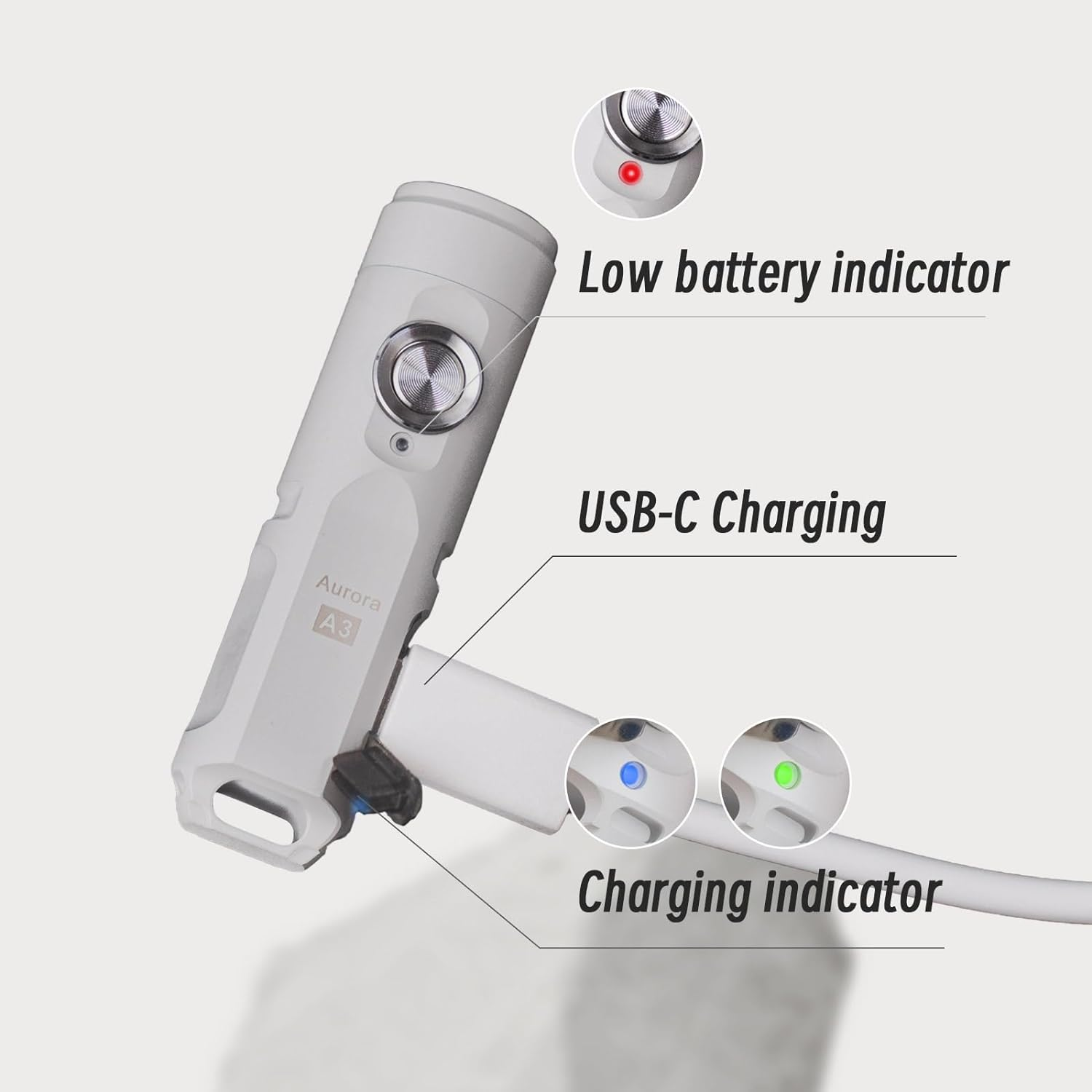 Rovyvon A3 Gen 4 Keychain Flashlight- Super Bright 650 Lumens, USB C Rechargeable EDC Flashlight Water-Resistant, Lightweight- Ideal for Everyday Carry, Camping, Hiking, Emergency (Mao White) image number 2