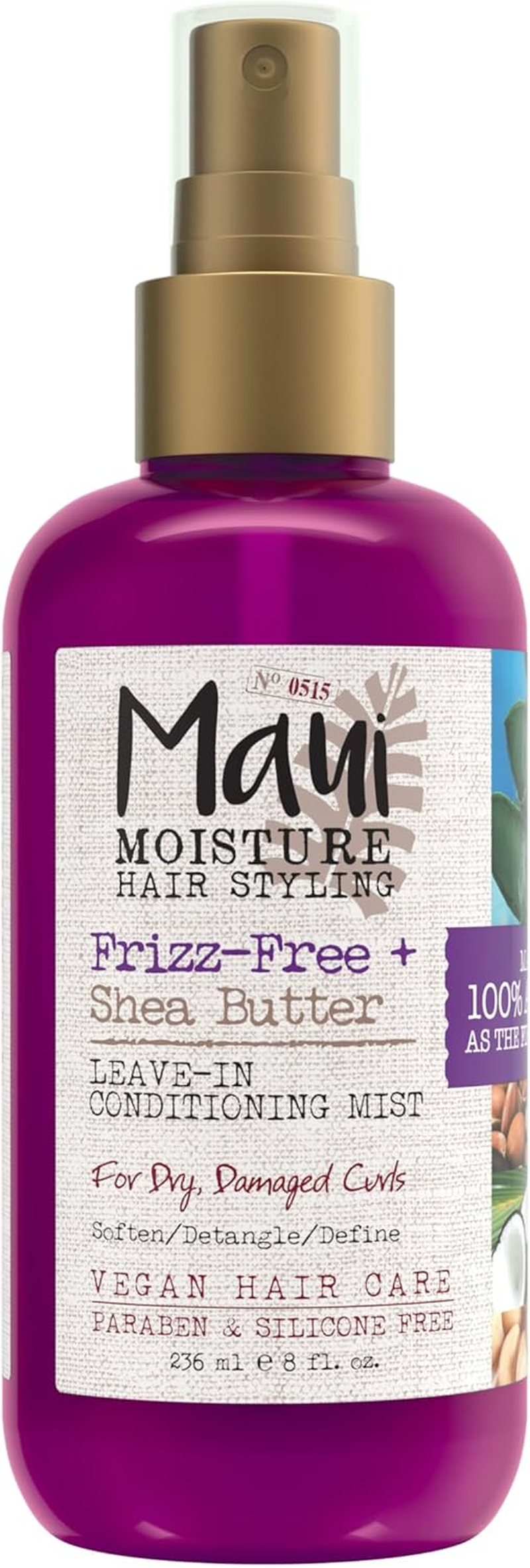 Maui Moisture Frizz-Free + Shea Butter Leave-In Conditioning Mist, Curly Hair Styling, No Drying Alcohols, Parabens or Silicone, 8 Fl Oz image number 3