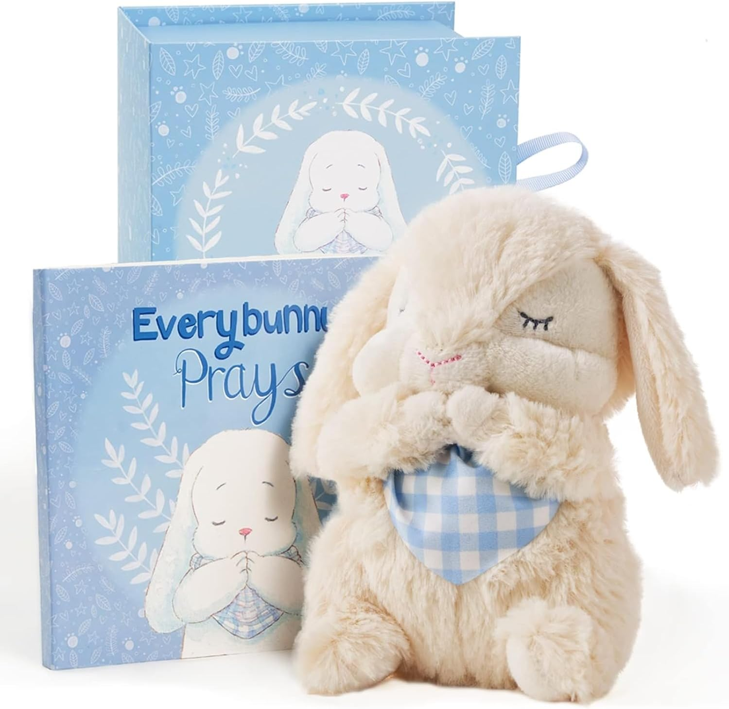 Tickle & Main Everybunny Prays - the Praying Musical Toy - Baptism & Christening Gifts for Boys, Babies & Toddlers on Easter & Christening (Blue, 7 In) - Baptism Gifts for Girl - Bunny Stuffed Animal