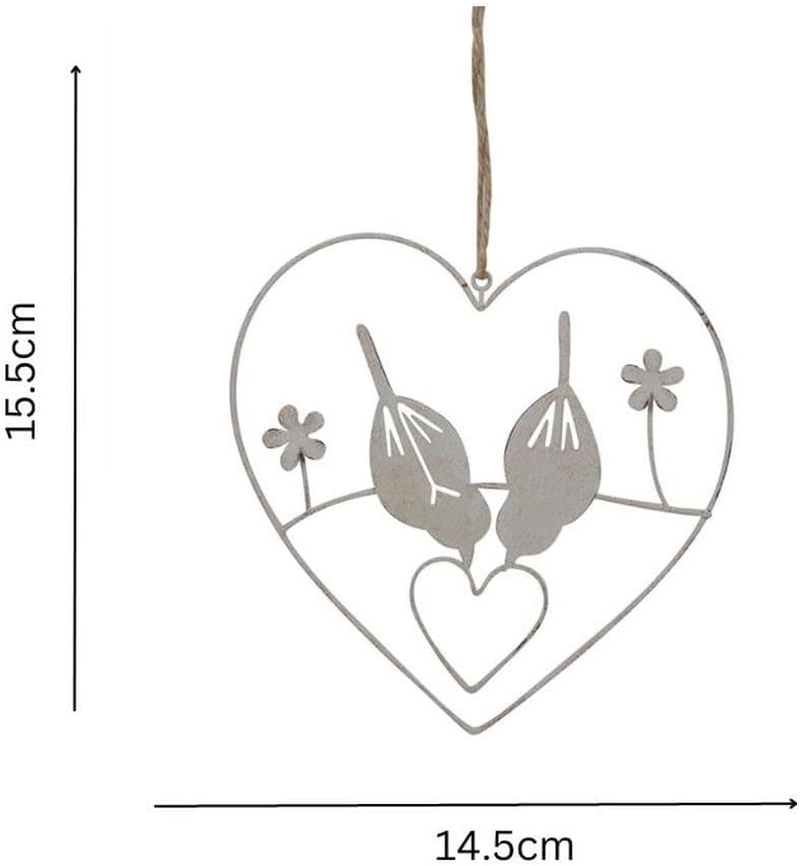 Willow & Silklovebird Art Home Decor Indoor Decor Hanging Lovebirds in Heart Metal Wall Art image number 1