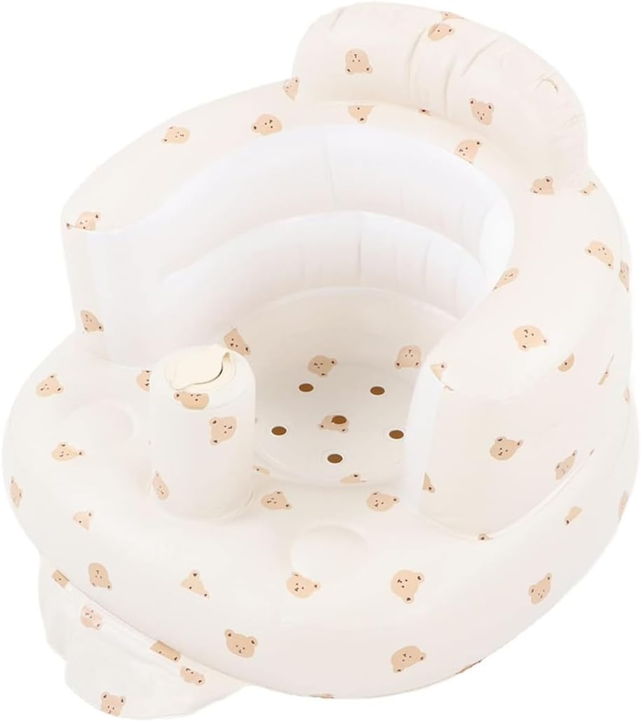 Inflatable Baby Seat, Portable Blow up Support Infant Seat with Built in Air Pump Blow up Baby Chair for Learning to Sit and Feeding (Bear) image number 6