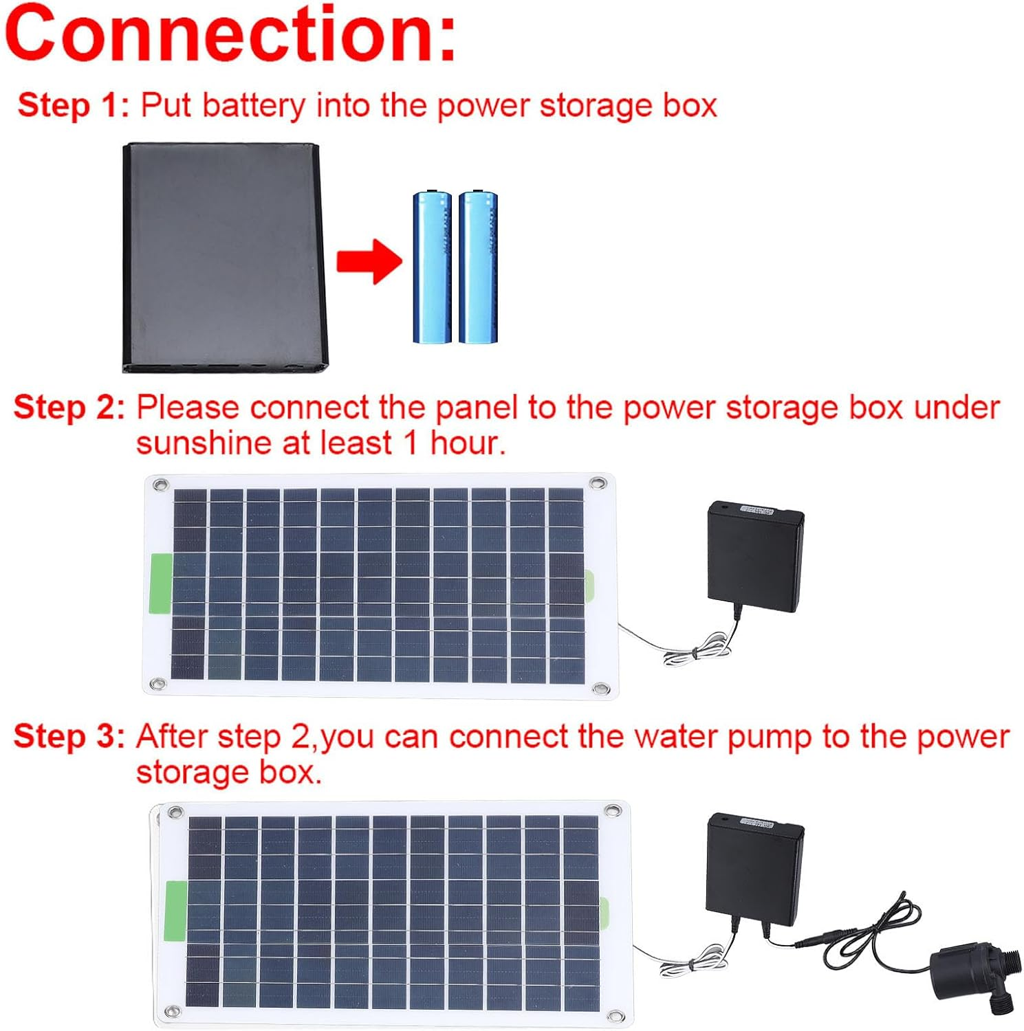 Gernie DIY Solar Kit for Water Feature Outdoor, 100W Solar Powered Water Fountain Pump, 800L/H 16.4Ft Lift, Modern Style image number 6