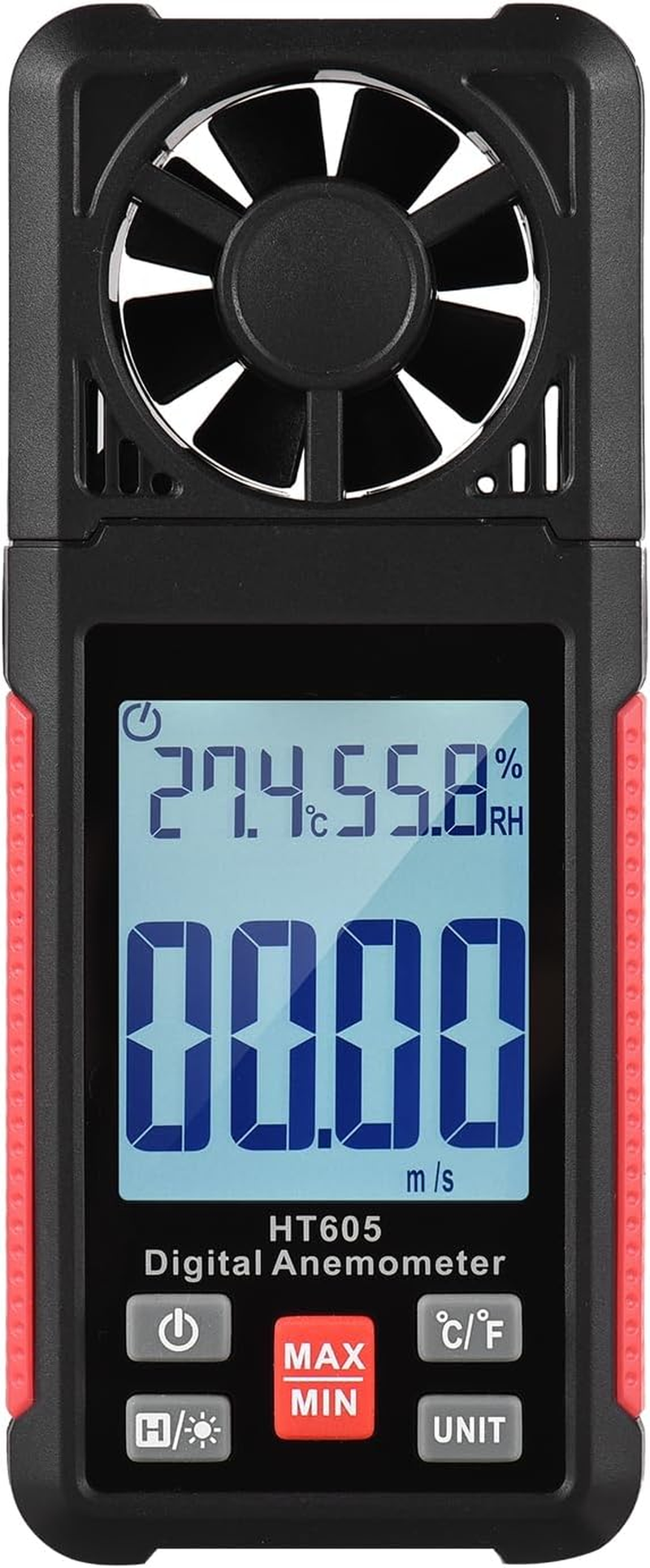 Walmeck HT605 LCD Digital Anemometer Thermometer Handheld Wind Speed Meter Temperature&Humidity Meter Air Velocity Temperature Tester
