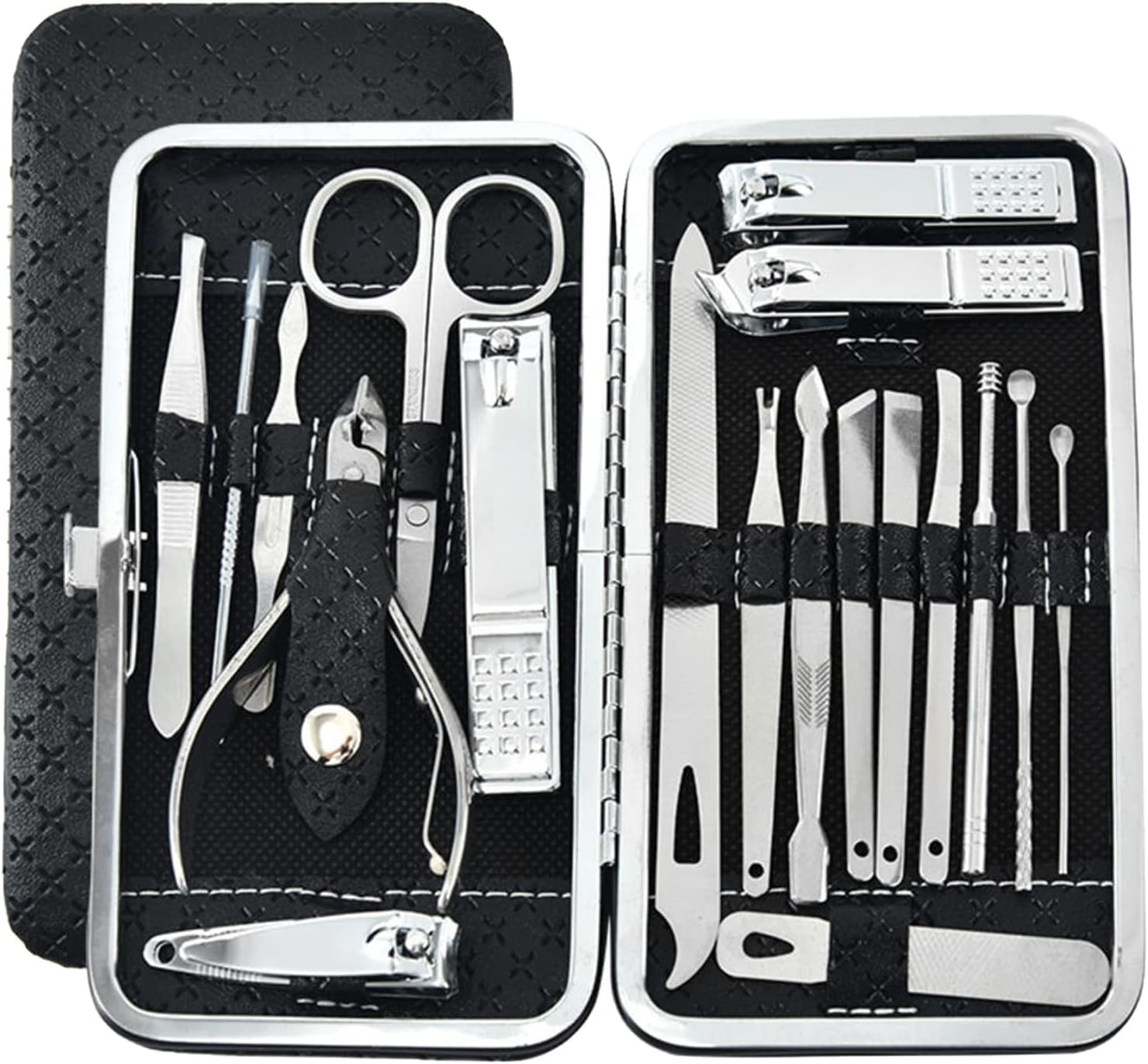 Travel Manicure Set - Stainless Steel Manicure Set Of,Professional Grooming Kit, Scissor Tweezer Ear Pick Tools Grooming Kits with PU Leather