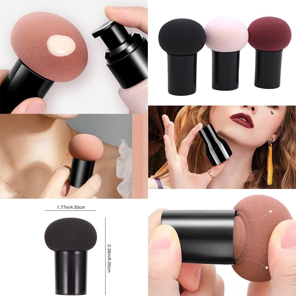 3 Pieces of Foundation Sponge Powder Puff Mushroom Head Dry and Wet Makeup Sea Surface Makeup Puff Beauty Makeup Brush Sponge Band Concealer BB Cream Foundation Makeup Tool image number 3