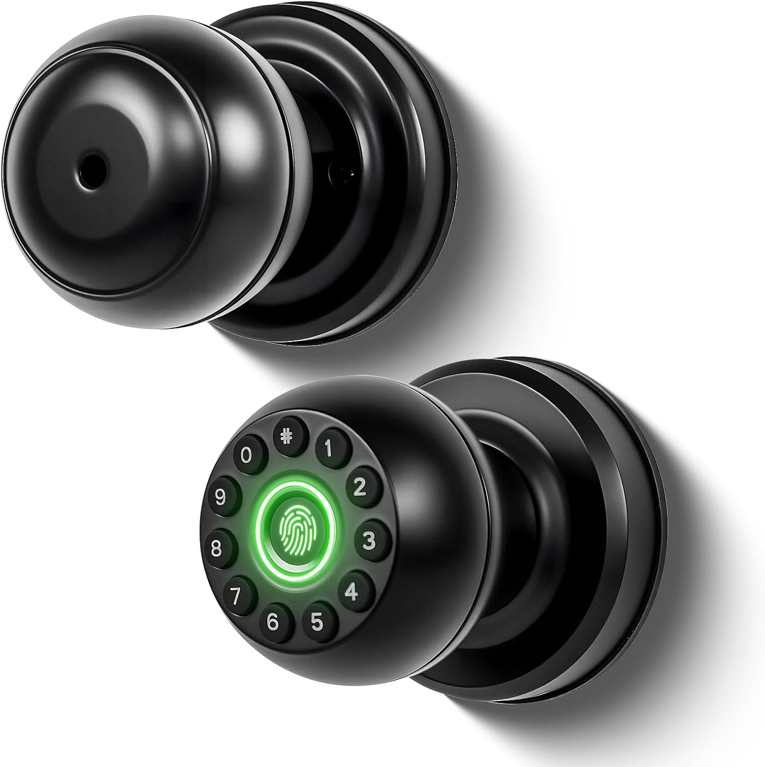 Smart Fingerprint Door Lock with Keypad & App Control, Biometric Keyless Entry Door Knob with Auto Lock, Thumb Print, Code & Keys for Home, Bedroom, Office (Matte Black) image number 5