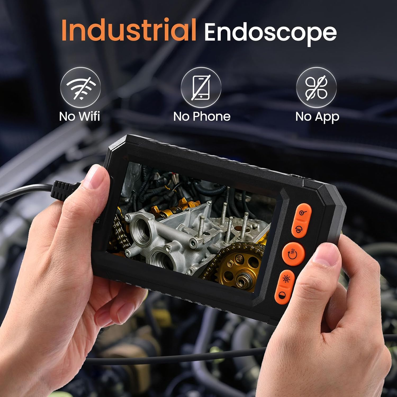 Blueswan Borescope Camera with Light, 1080P Industrial Endoscope Inspection Camera with 8 LED Lights, 16.4Ft Semi-Rigid Cord Bore Scope, IP67 Waterproof Endoscope for Sewer Automotive Engine Inspect image number 5