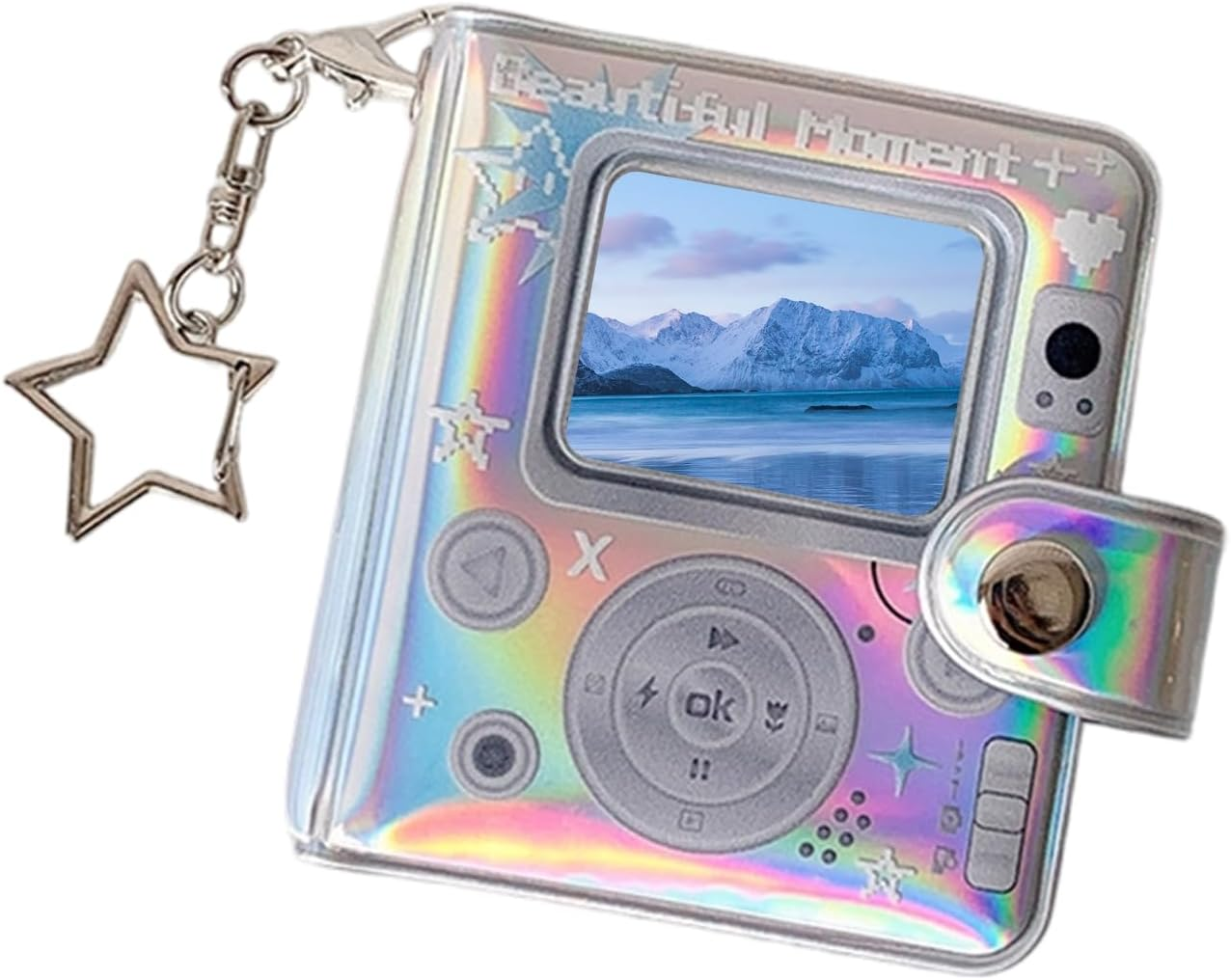 Keychain Photo Album - Cute Small Retro Double-Sided Portable Charm,Pictures Photo Album - for Family New Year Pregnancy Birth Car Christmas Grandparents Growth Home Holiday Party Vacation