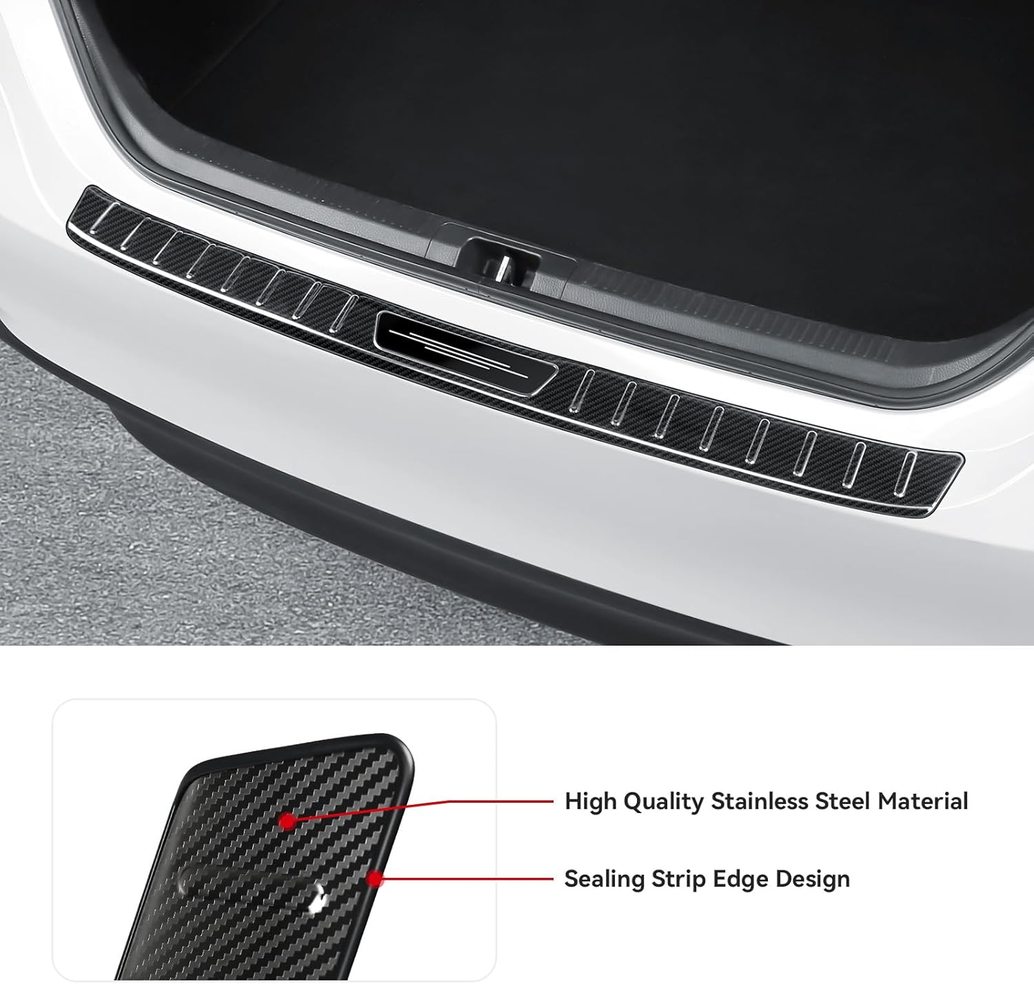 Bercicci Exterior Rear Bumper Protector for Toyota Camry 2018-2024 2025 2026 (Include Hybrid) Accessories Stainless Steel Rear Bumper Guard Trunk Sill Protector (Carbon Fiber) image number 5