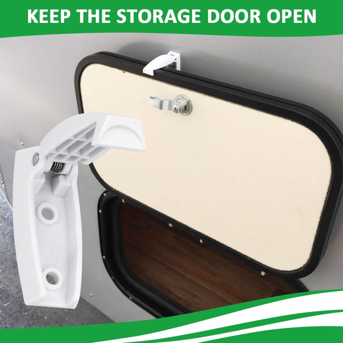 2Pcs RV Door Holder Clips Camper Door Latch Baggage Door Catches Compartment Latch Holders Fit for Various RV, Travel Trailer, Camper Vans, Motor Home to Keep Door Open image number 6