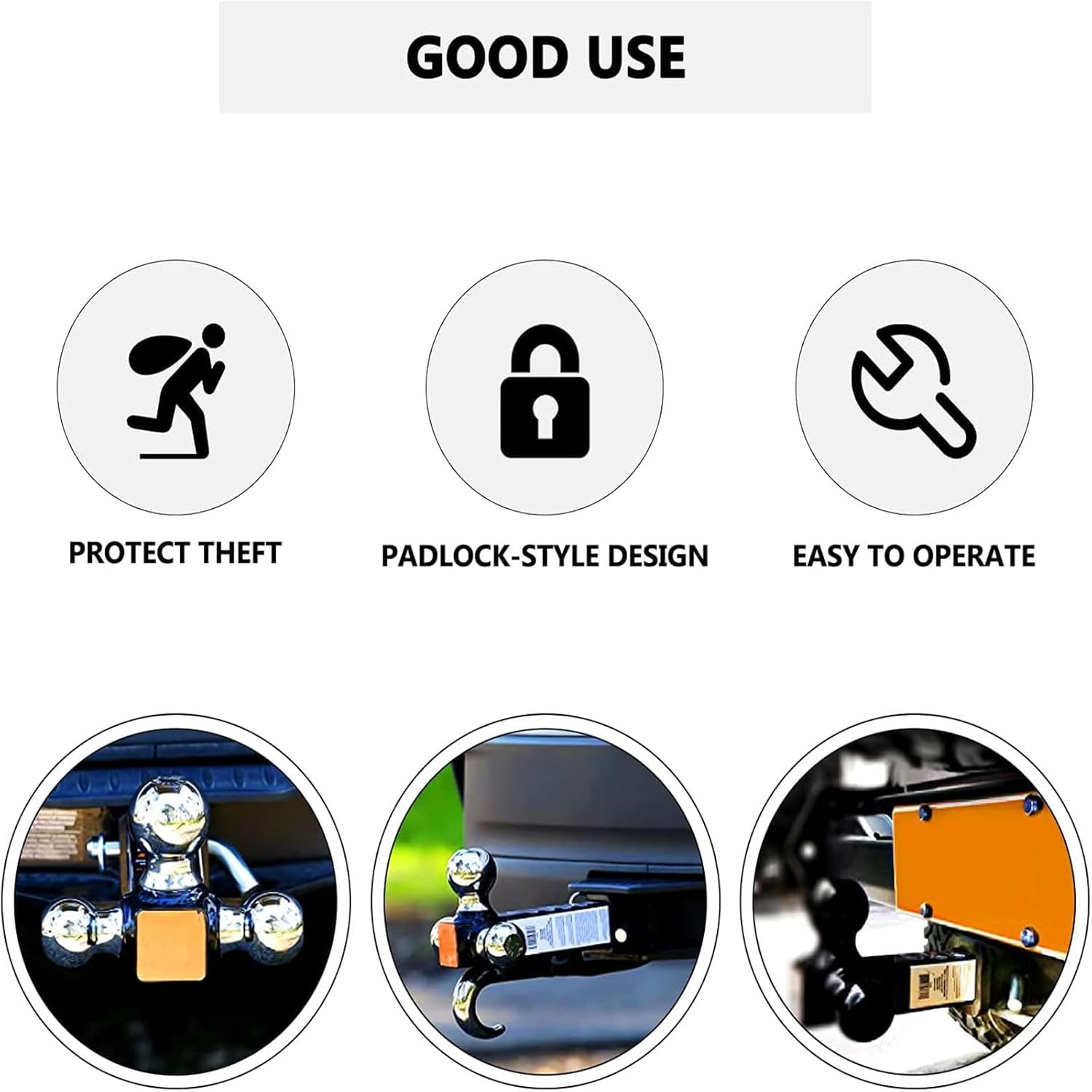 Trailer Hitch Pin & Clip with Grooved Head, 5/8-Inch Diameter, Fits 2 or 2-1/2-Inch Receiver image number 1