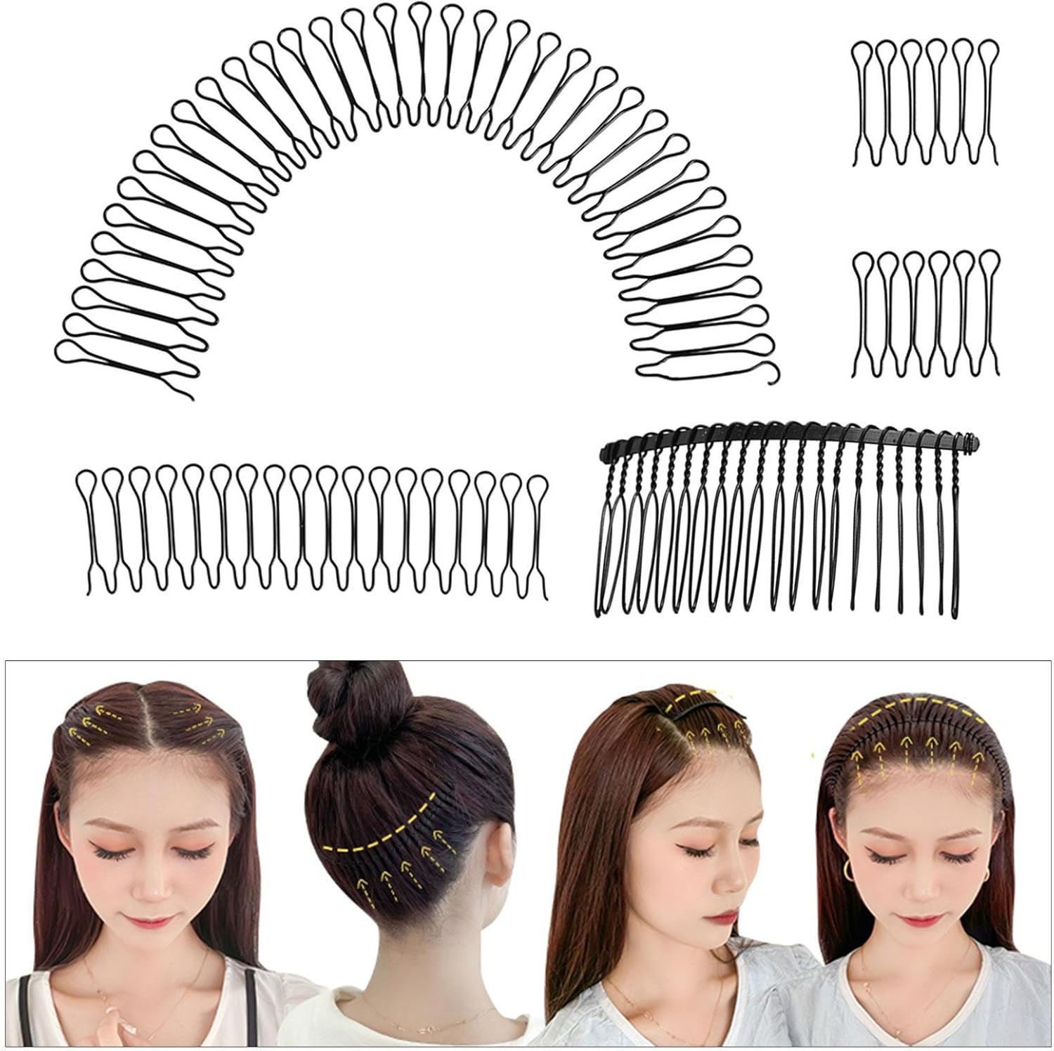 U Shape Hair Finishing Fixer Comb - Invisible Hair Fixer U Pin - Decorative Hair Updo Styling Tool for Women & Girls Hairstyle, Hair Accessories Hair Combs image number 4